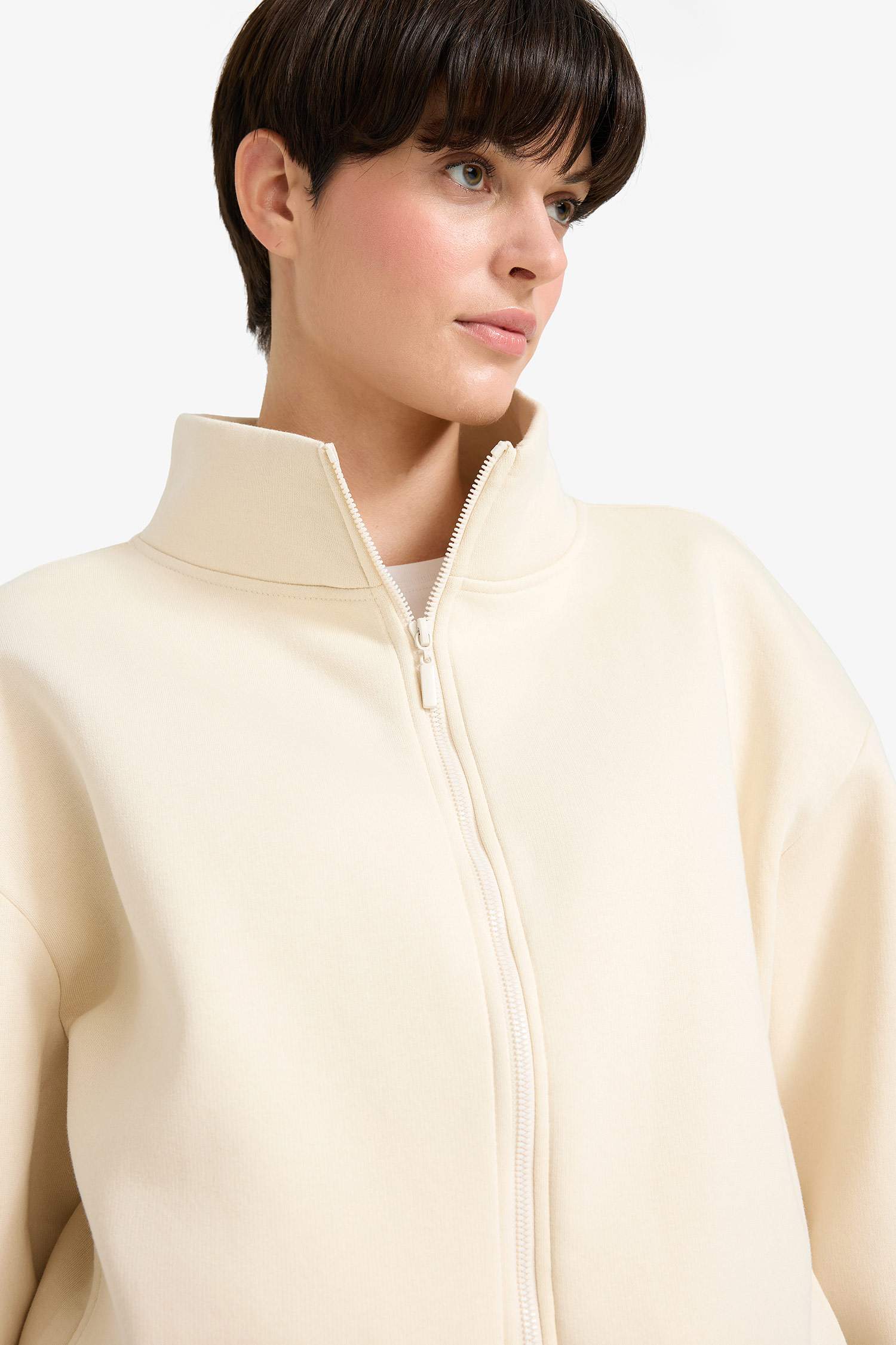 Relax Fit Thick Sweatshirt Fabric Cardigan