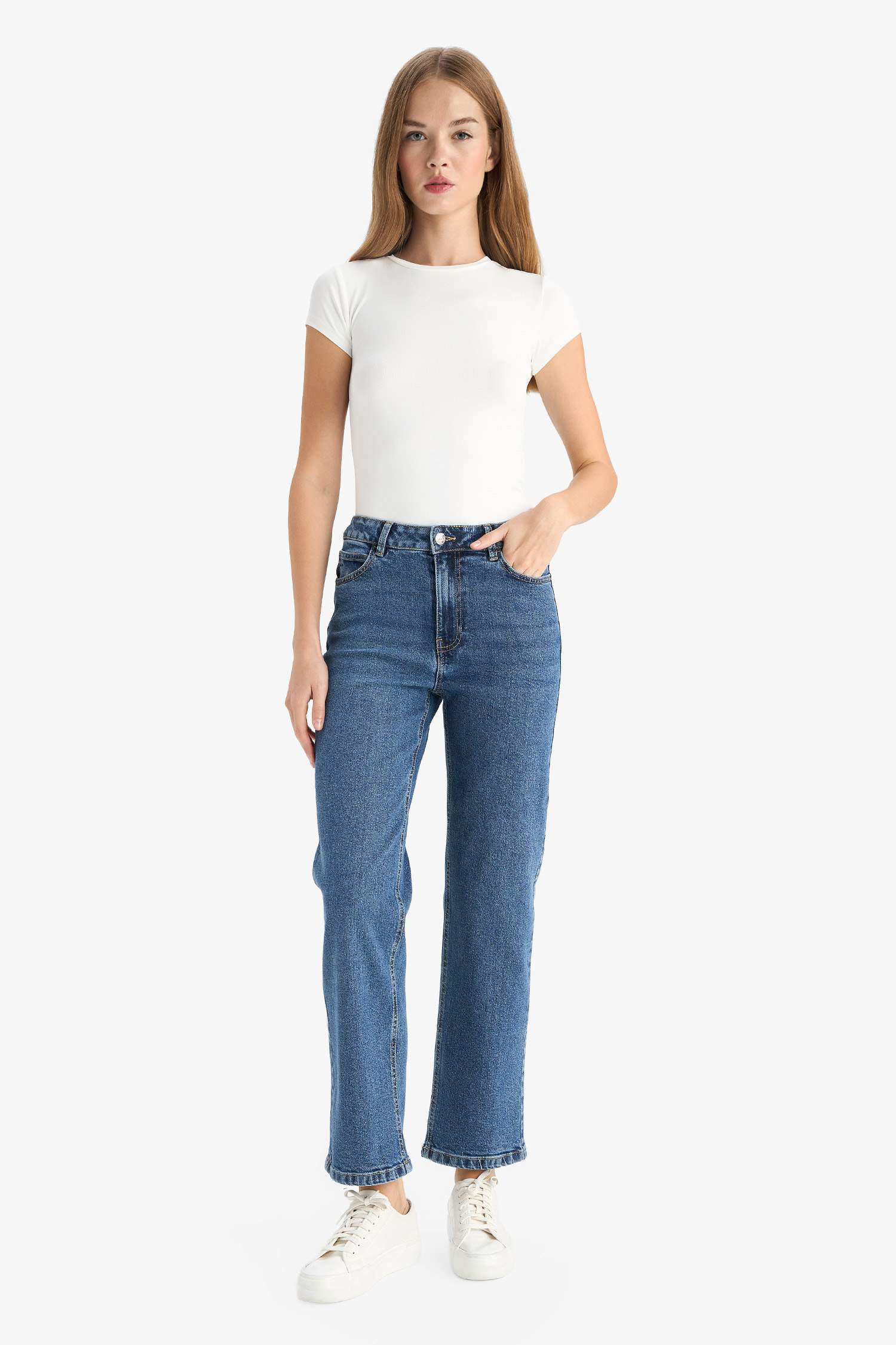 Comfort Straight High Waist Straight Leg Long Jeans