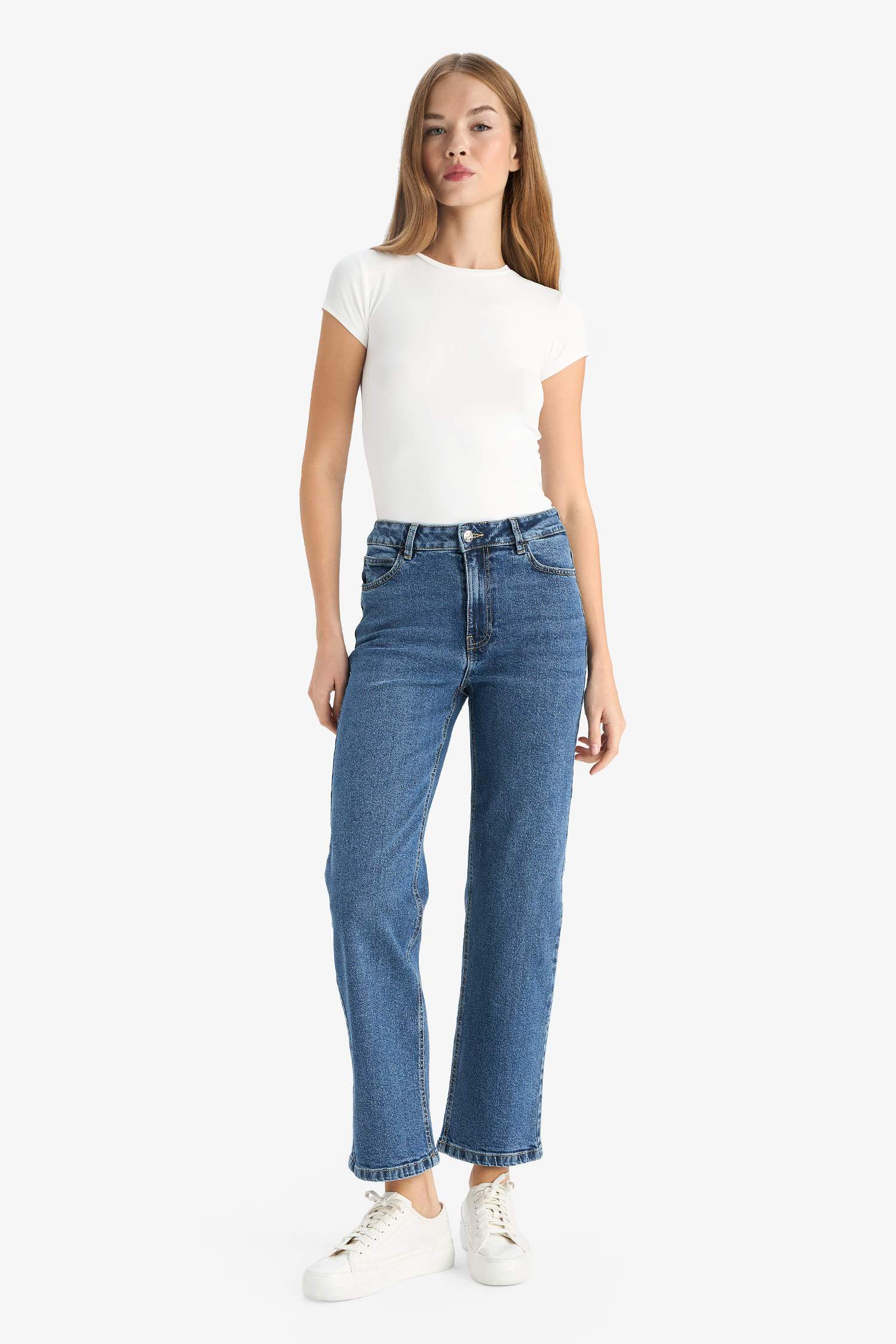 Comfort Straight High Waist Straight Leg Long Jeans
