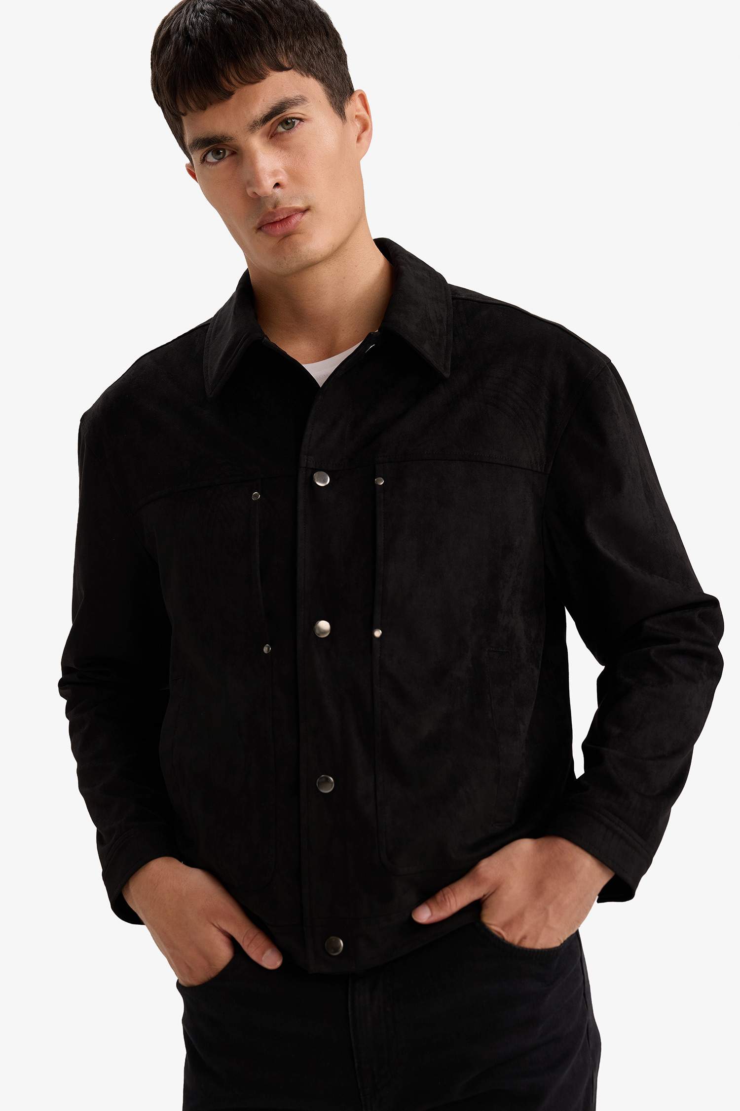 Slim Fit поло жағалы найзағайлы куртка