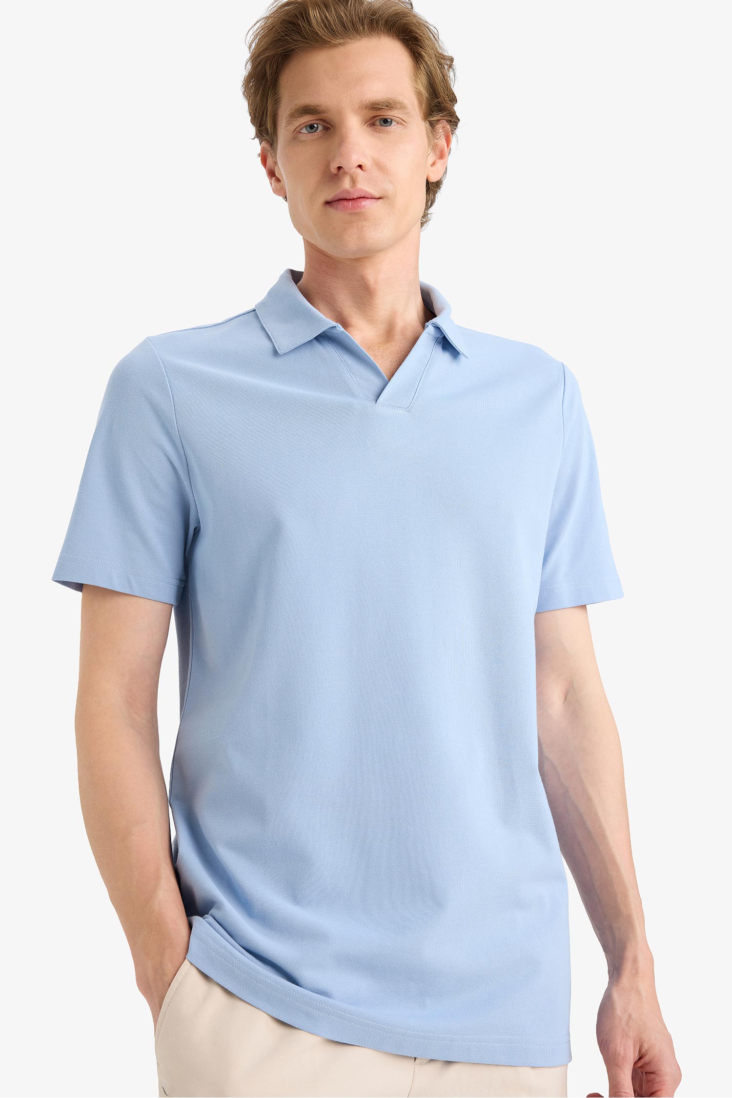 DeFacto Regular Fit Polo Yaka İnce Dokulu Kısa Kollu Tişört