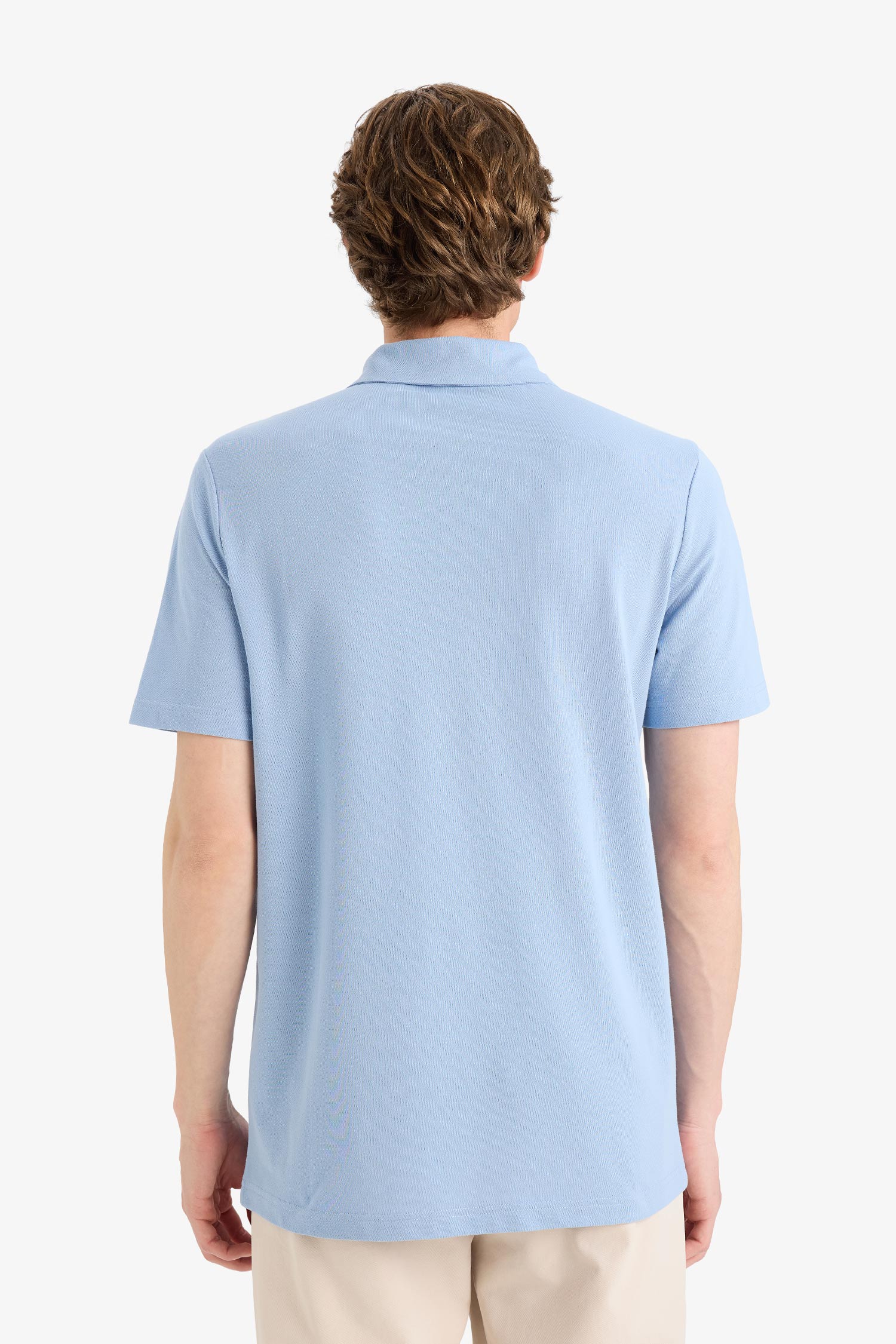 DeFacto Regular Fit Polo Yaka İnce Dokulu Kısa Kollu Tişört görsel 5