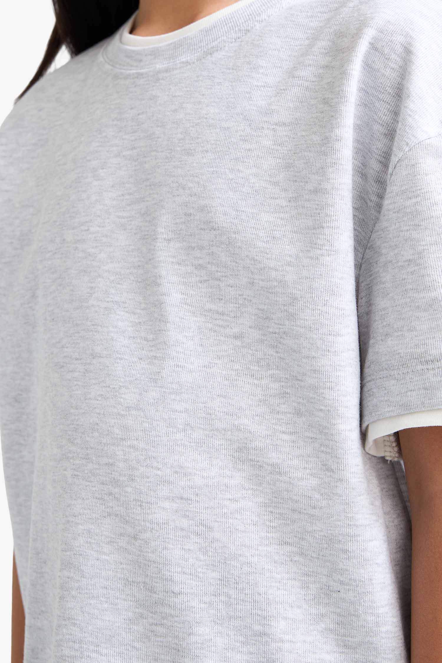 Kız Çocuk Relax Fit Ribana Kısa Kollu Tişört