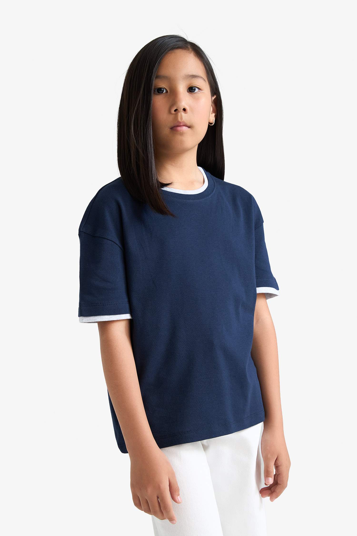 Girl Relax Fit Ribbed Short Sleeve T-Shirt