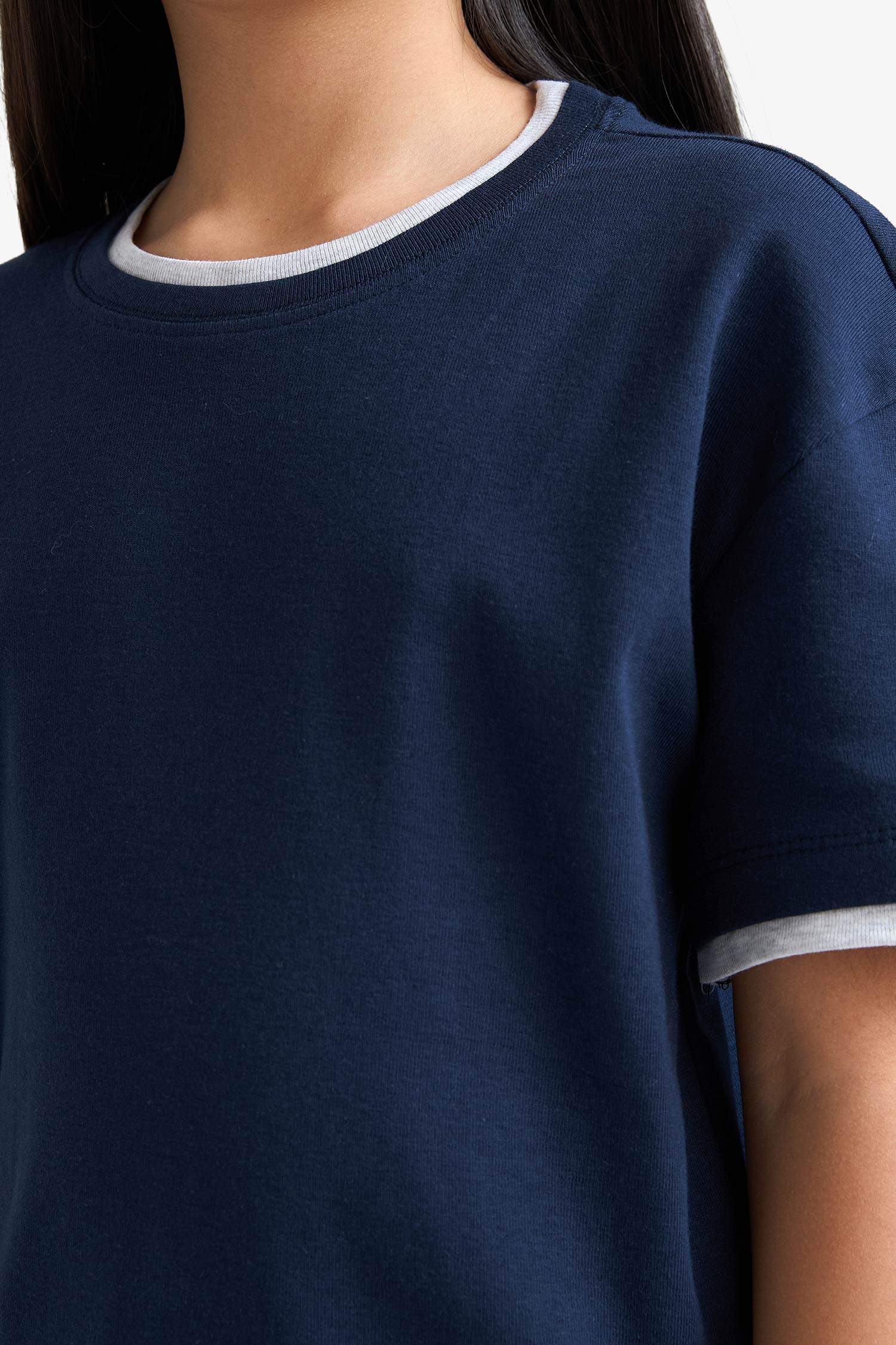 Girl Relax Fit Ribbed Short Sleeve T-Shirt