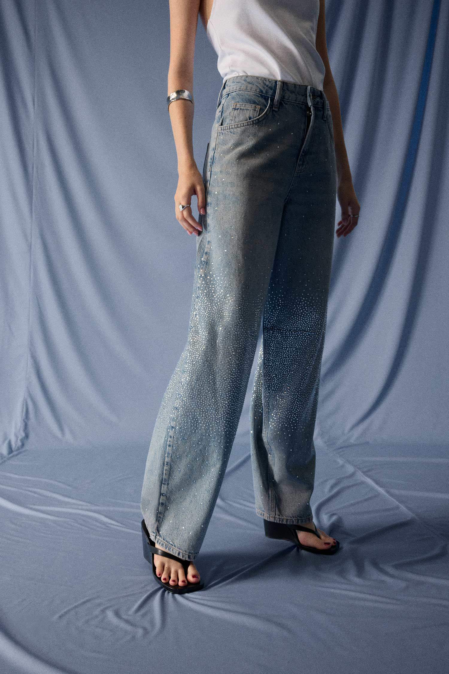 بنطلون جينز باجي فيت حريمي بخصر عالي