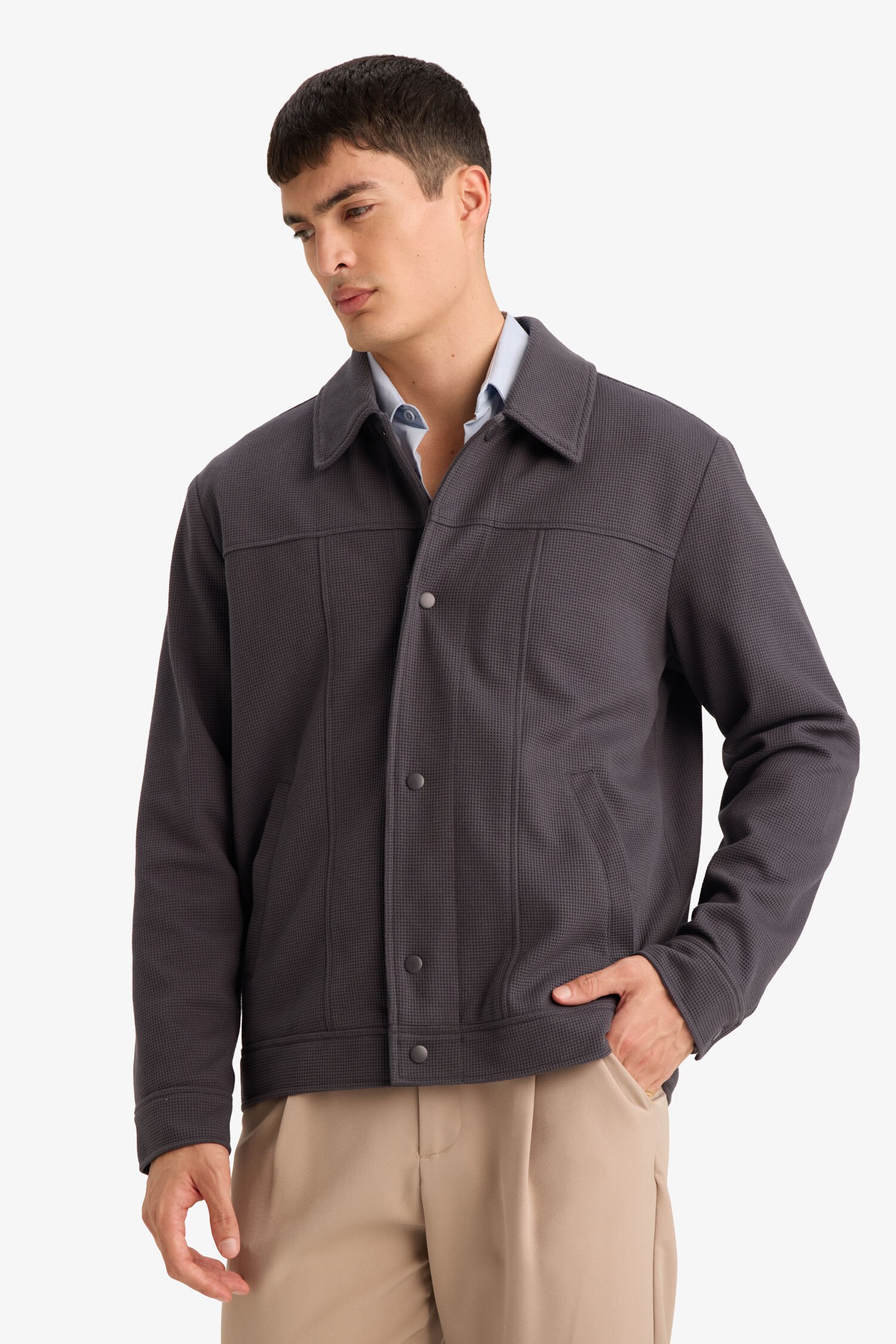 DeFacto REGULAR FIT Polo Yaka Çıtçıtlı Mont görsel 3