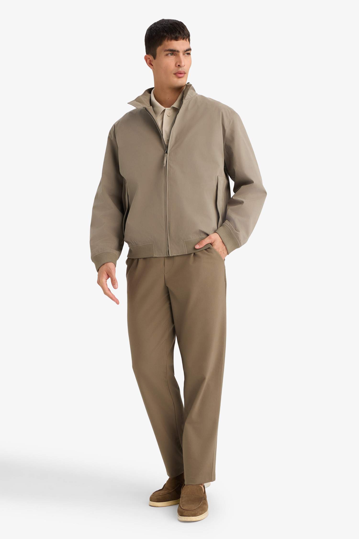 Oversıze Geniş Kalıp Polo Yaka Fermuarlı Mont