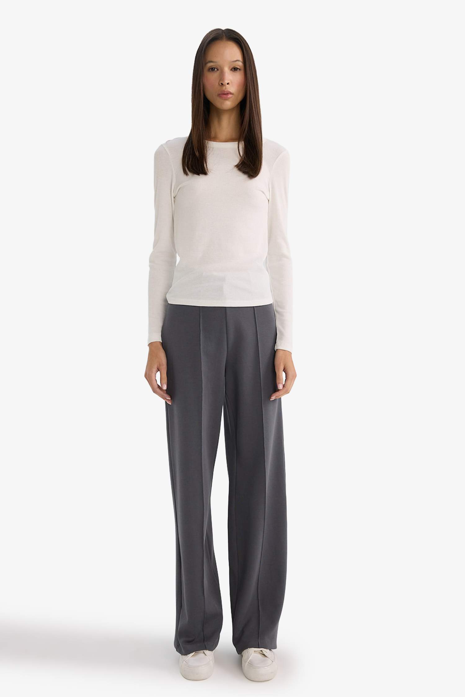 بنطرون قماش سميك قصة مستقيمة