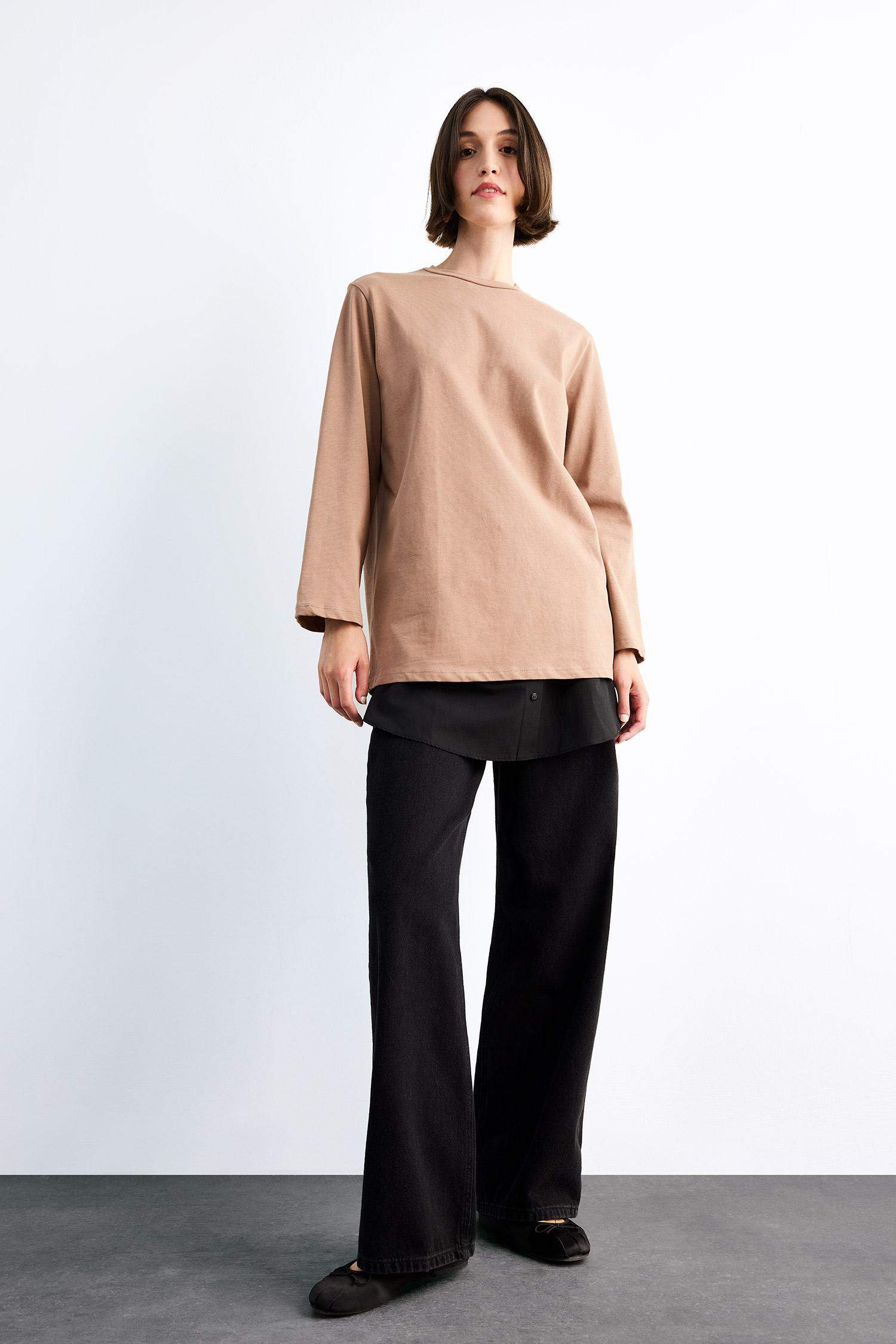 قطعة تنورة بوبلين محجبات قصة مريحة