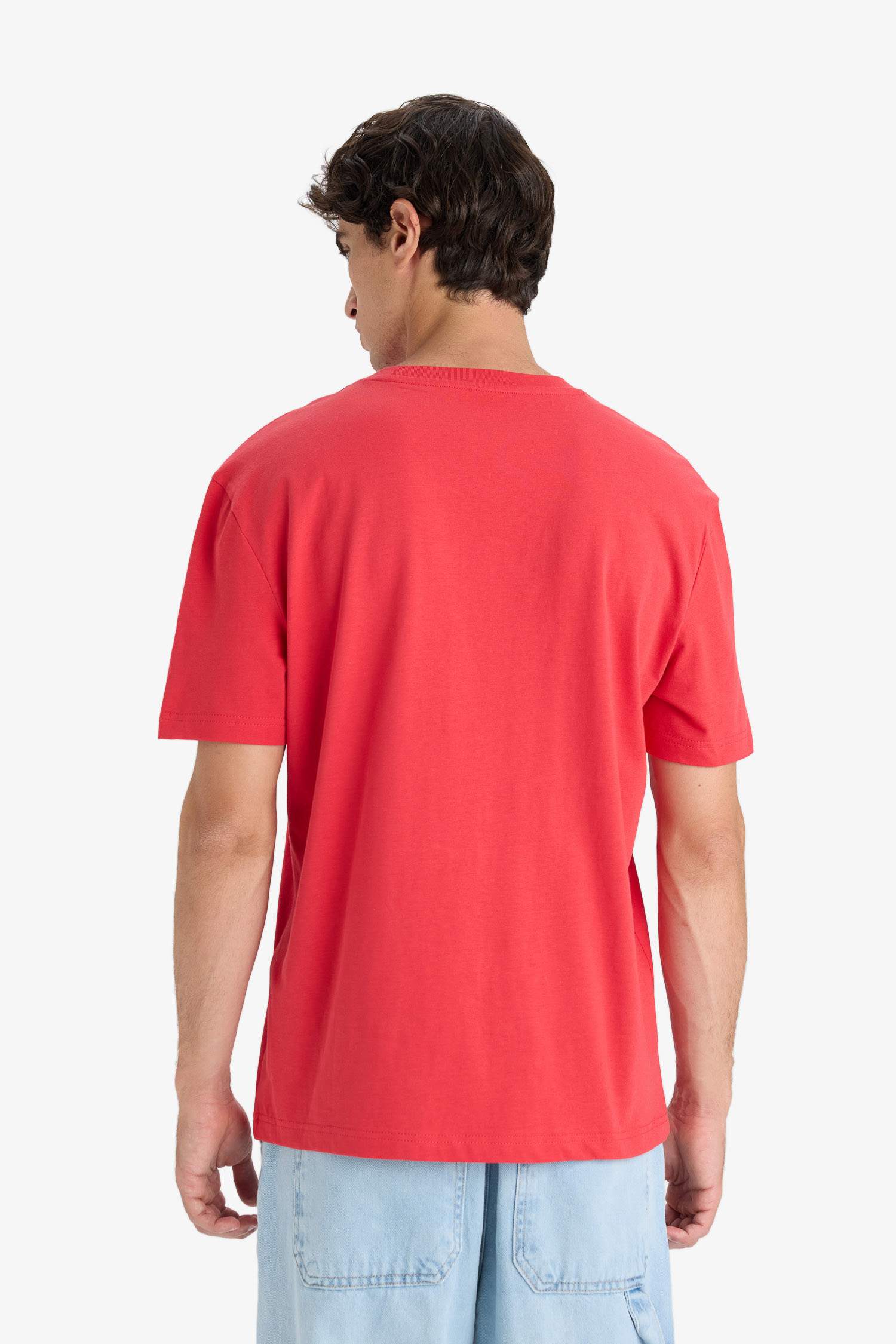 تيشيرت نص ردن مطبوع قصة عادية بياخة مستديرة