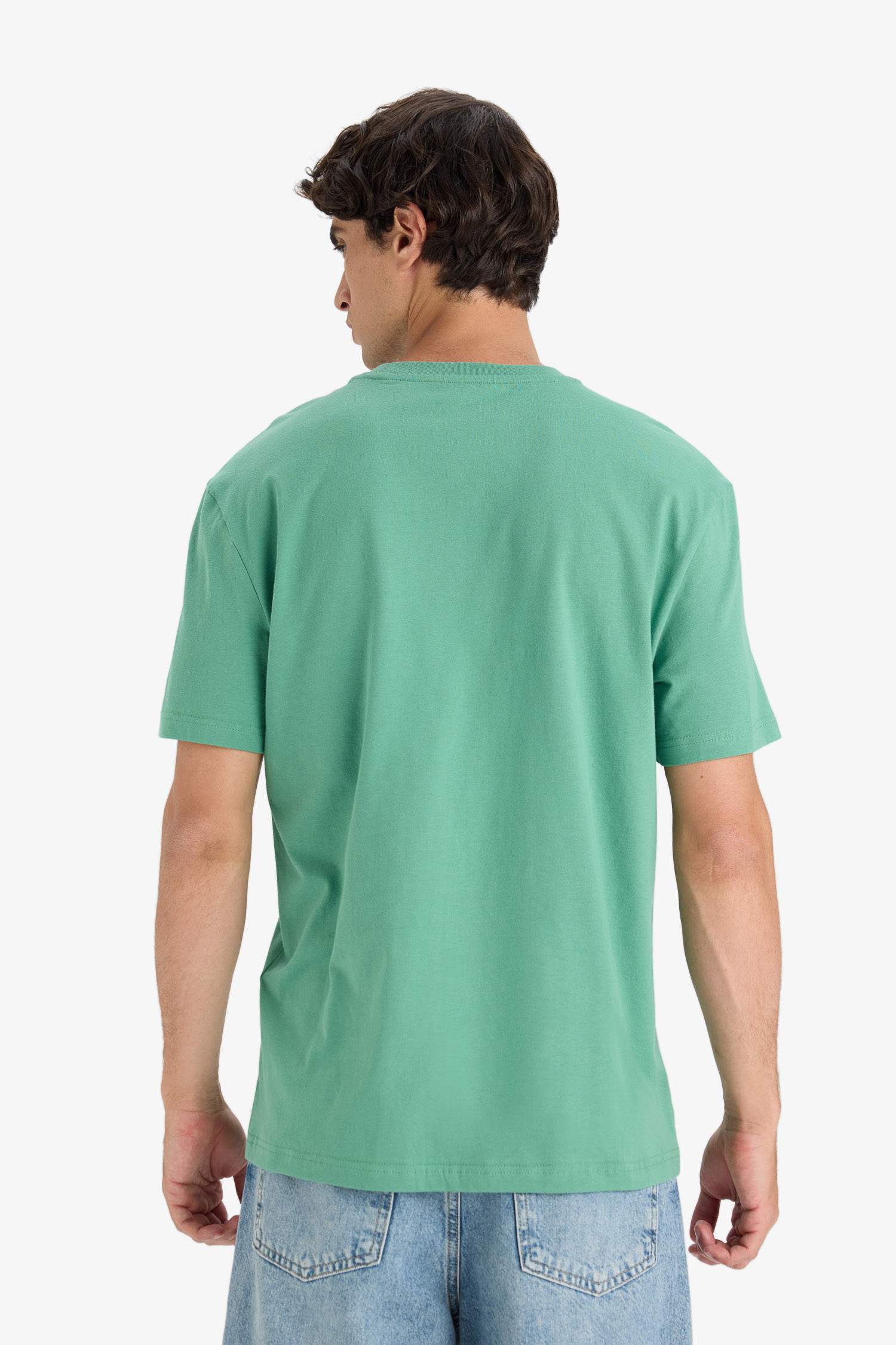 %100 Pamuk Regular Fit Bisiklet Yaka Baskılı Kısa Kollu Tişört