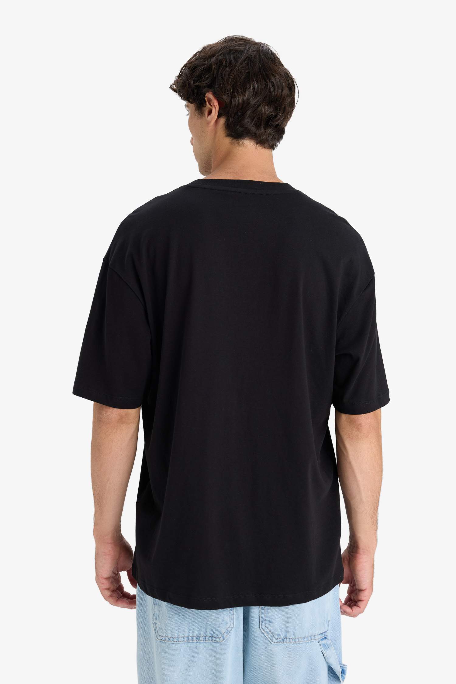 تيشيرت نص ردن اوفر سايز مطبوع بياقة مستديرة