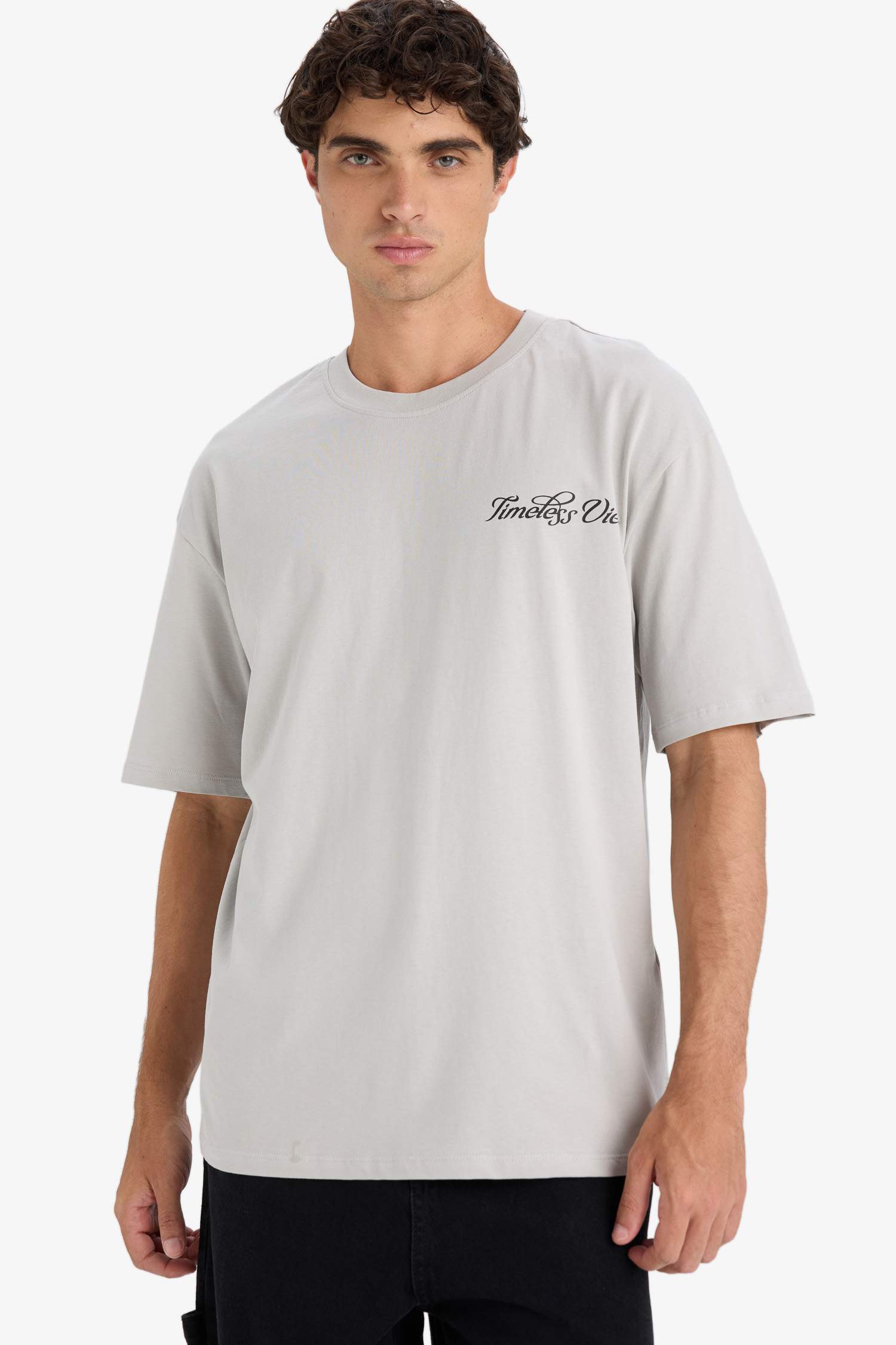 Boxy Fit Crew Neck Printed Short Sleeve T-Shirt