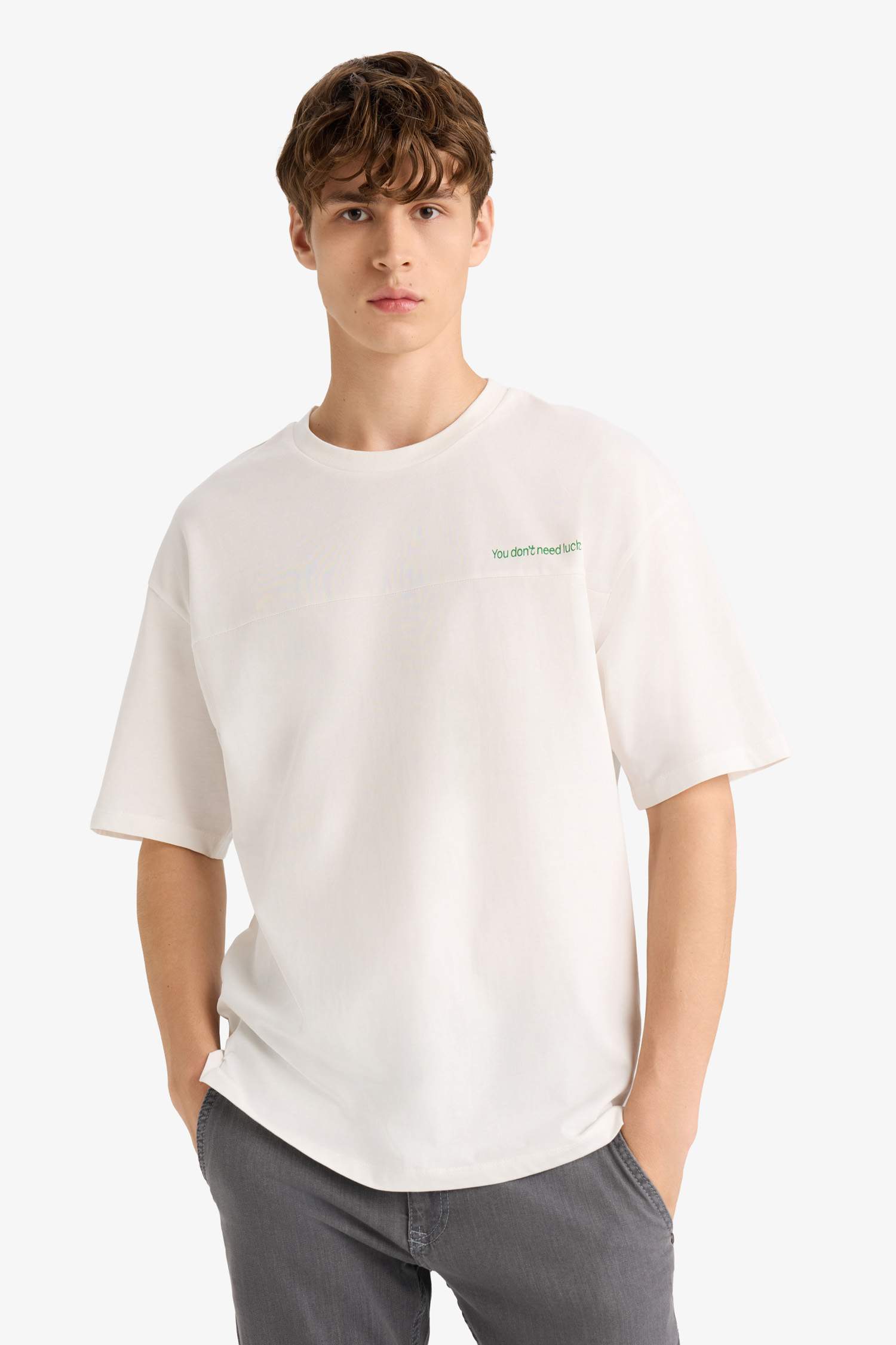 Boxy Fit Crew Neck Printed Short Sleeve T-Shirt