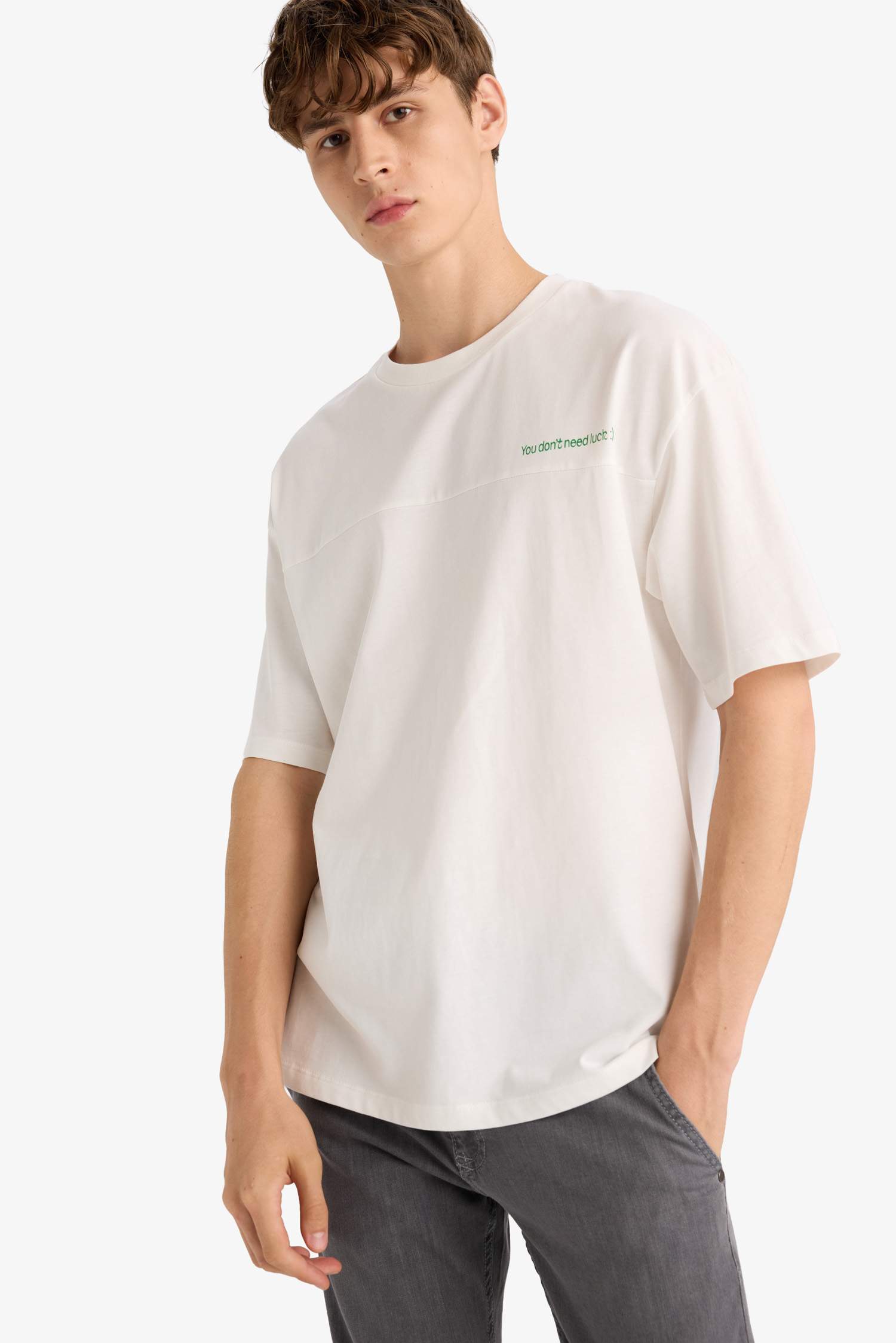 Boxy Fit Crew Neck Printed Short Sleeve T-Shirt