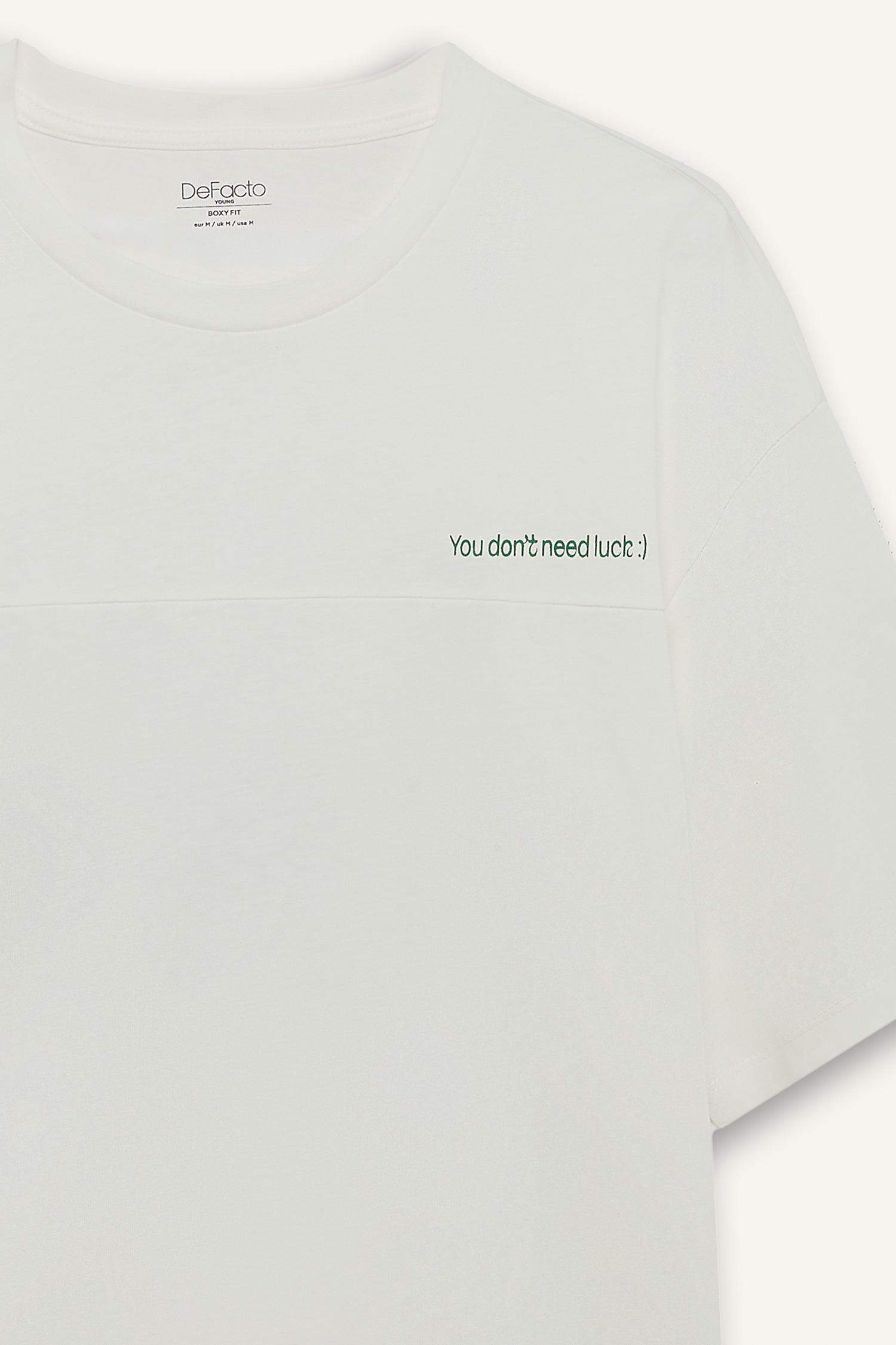 Boxy Fit Crew Neck Printed Short Sleeve T-Shirt