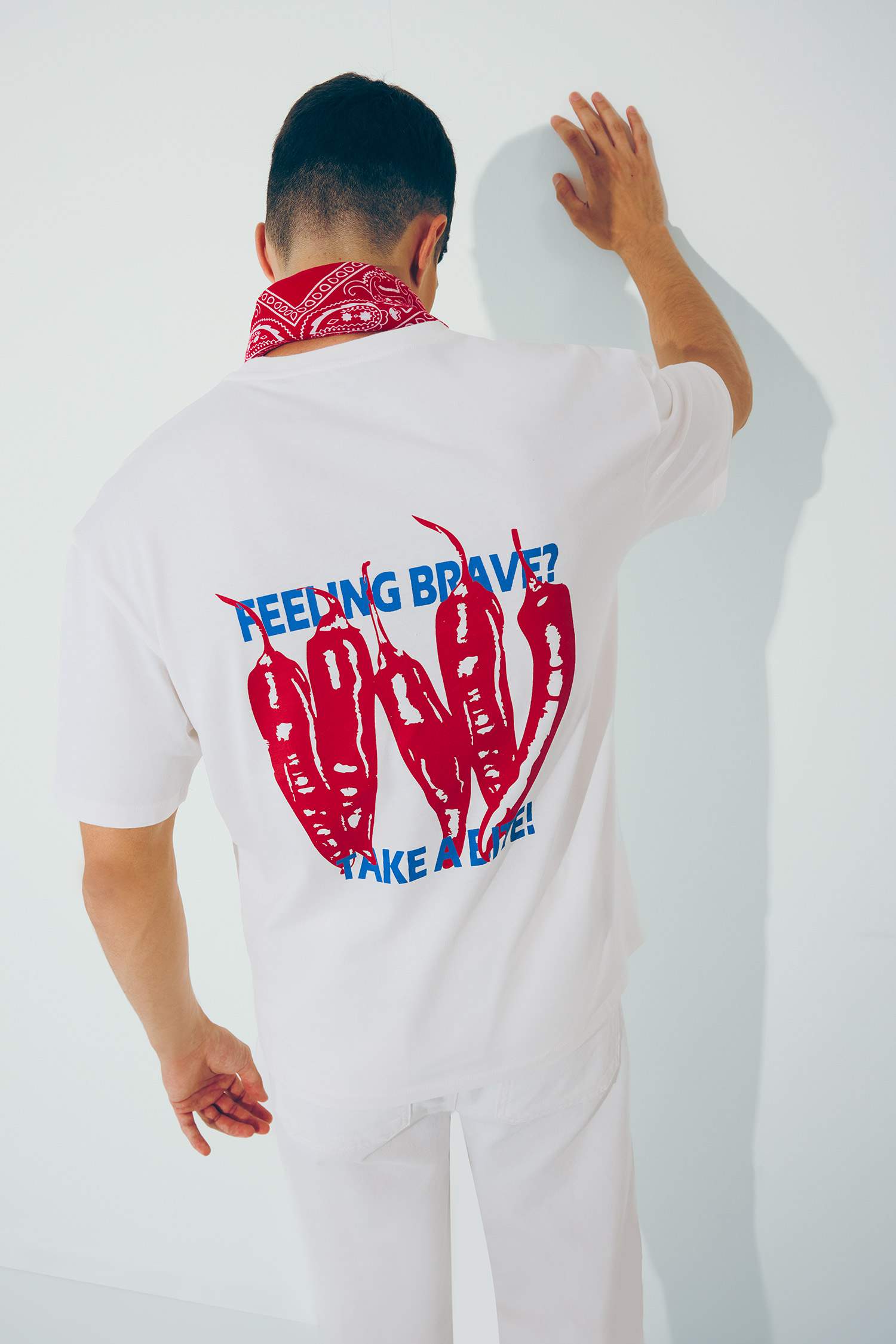 تيشيرت نص ردن اوفر سايز مطبوع بياخة مستديرة