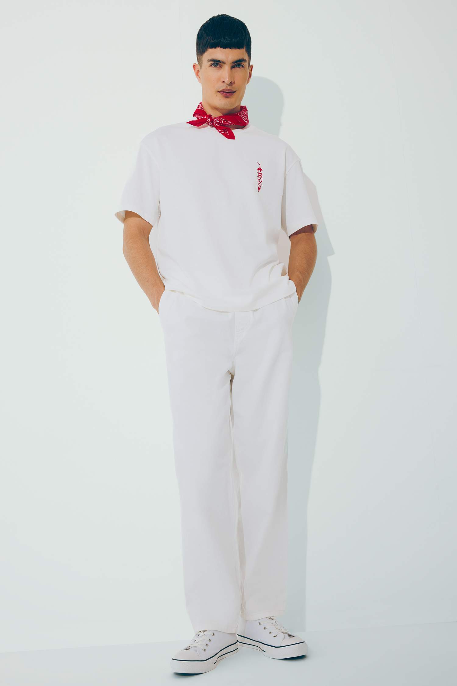 تيشيرت نص ردن اوفر سايز مطبوع بياخة مستديرة