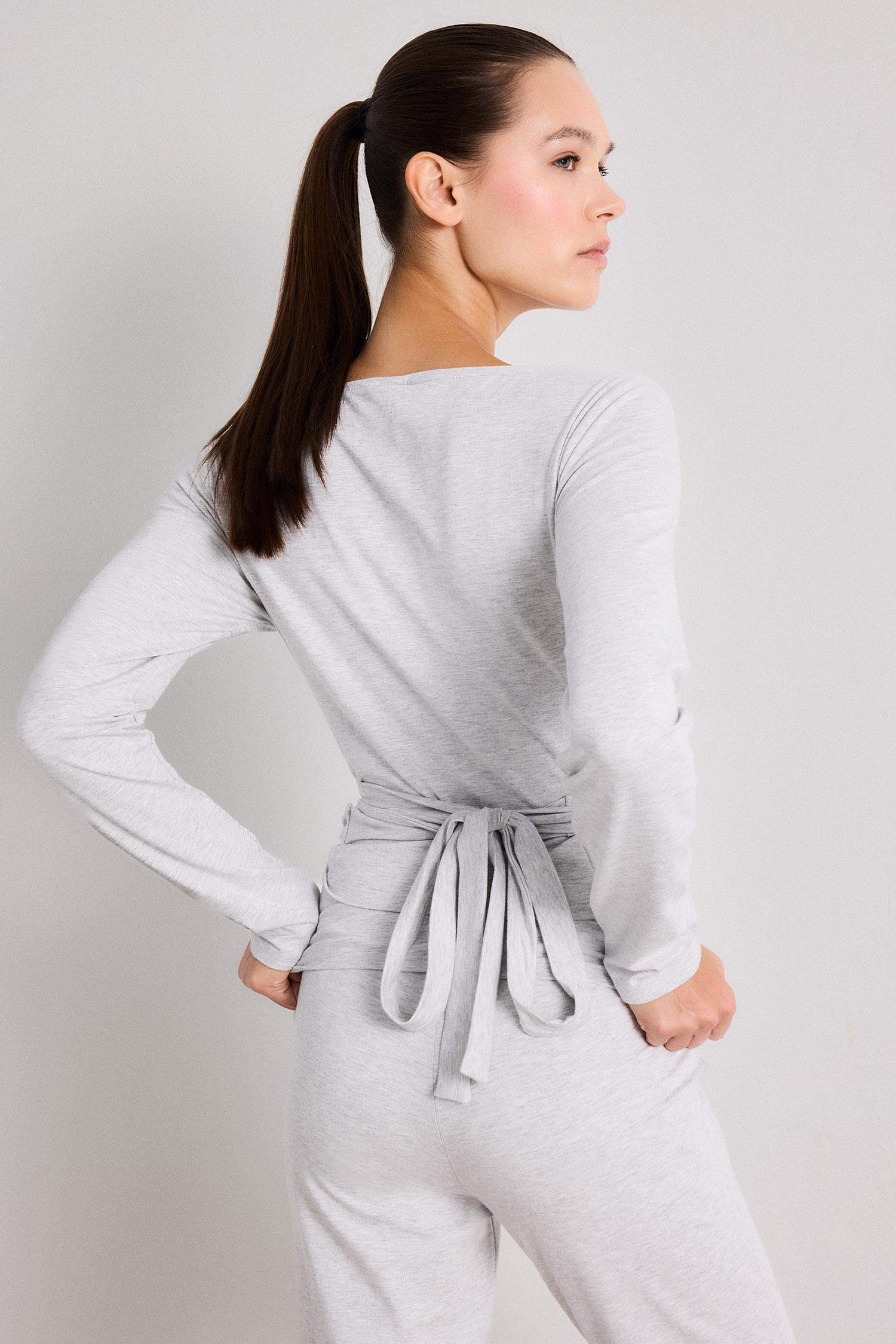 Fall in Love Belted Long Sleeve T-Shirt