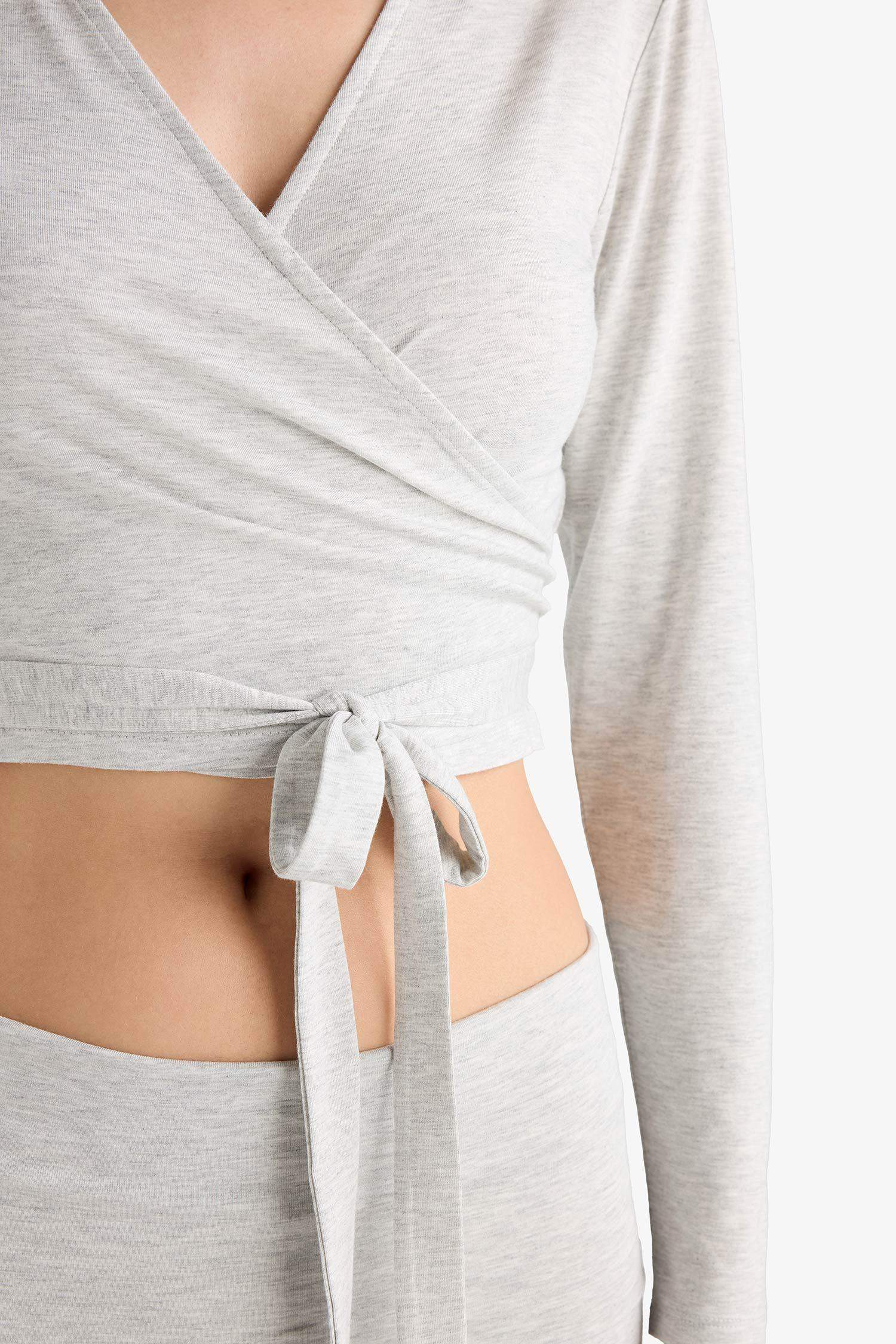 Fall in Love Belted Long Sleeve T-Shirt