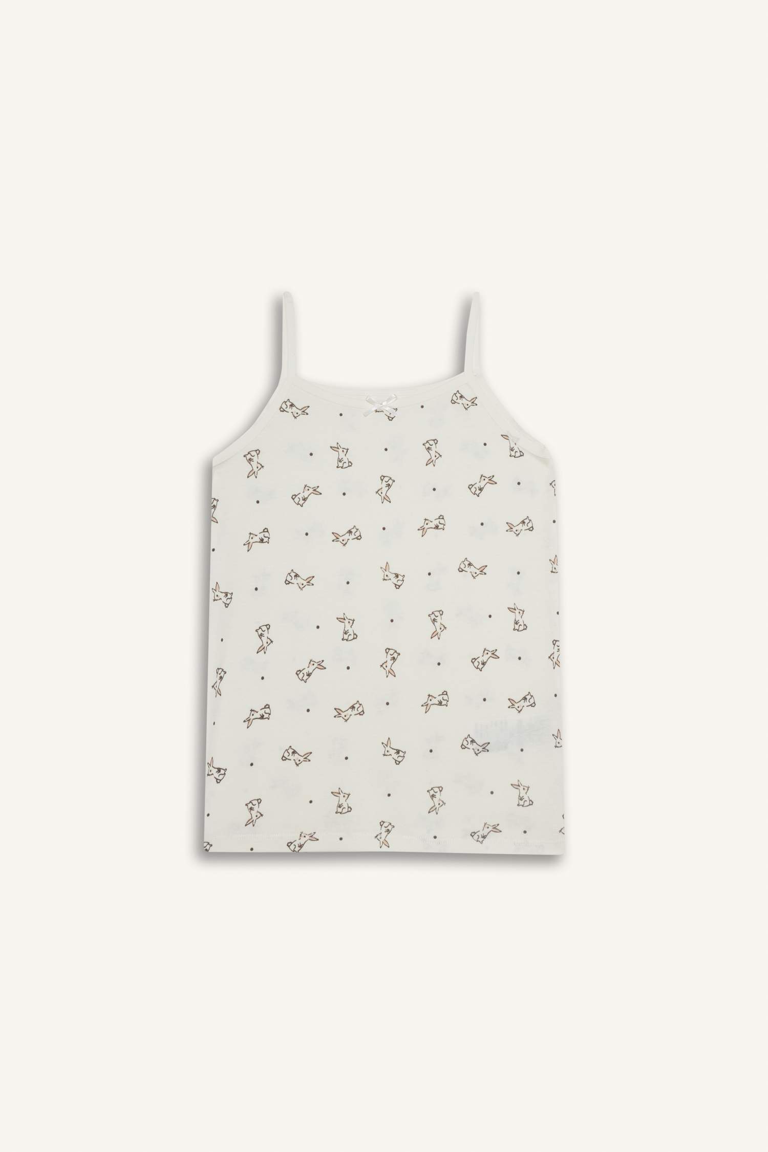 فانيلة بناتي بطبعة أرنب قصة عادية - قطعتين