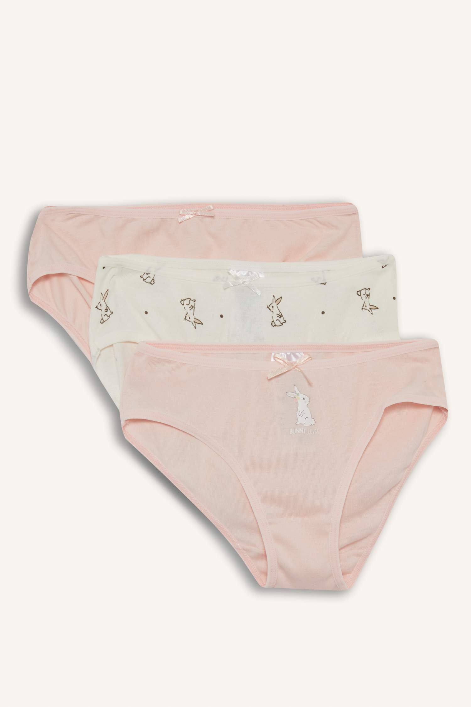 Girl Rabbit Printed Ribbed 3 Piece Briefs