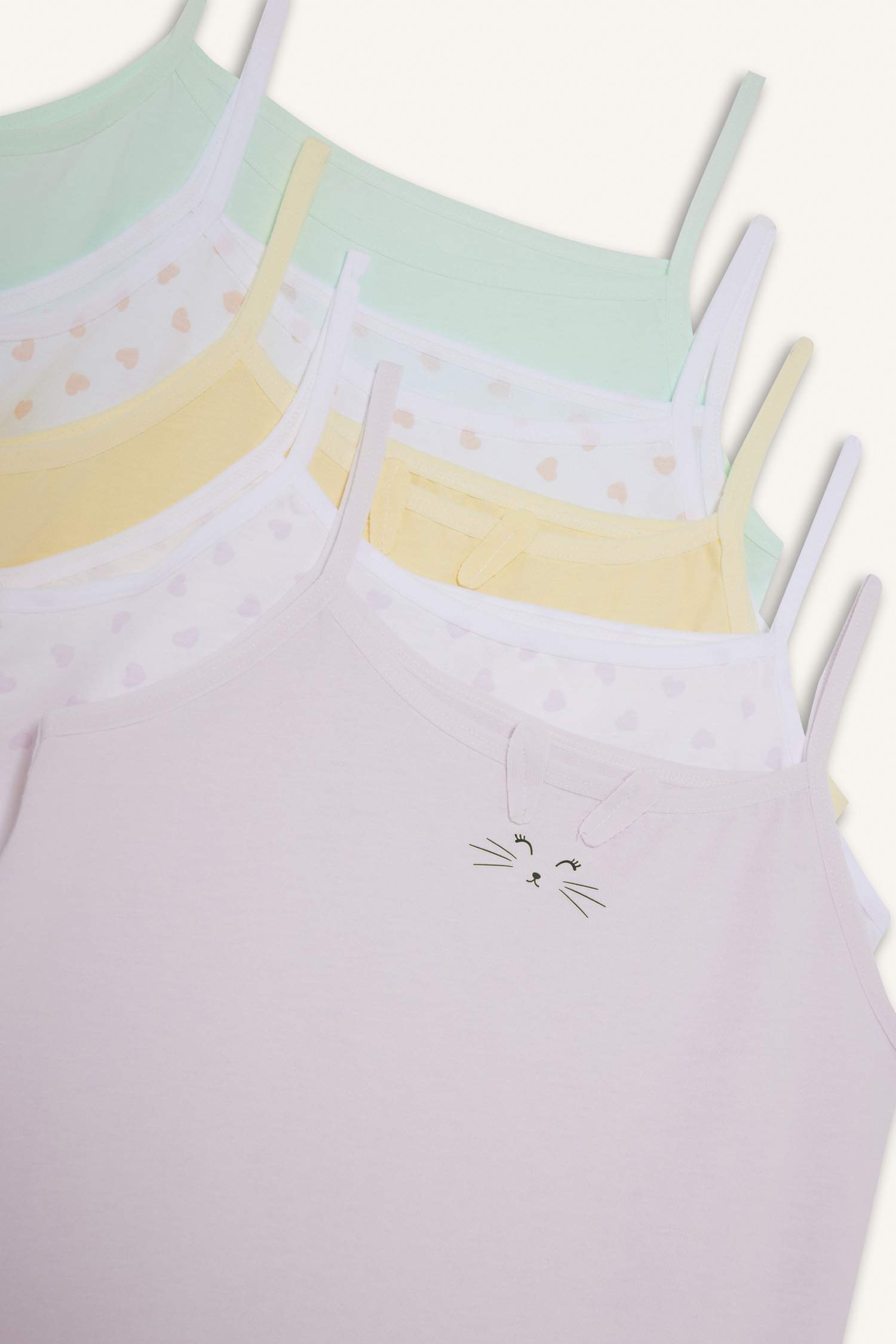 Kız Çocuk Hayvan Desenli 5'li Atlet