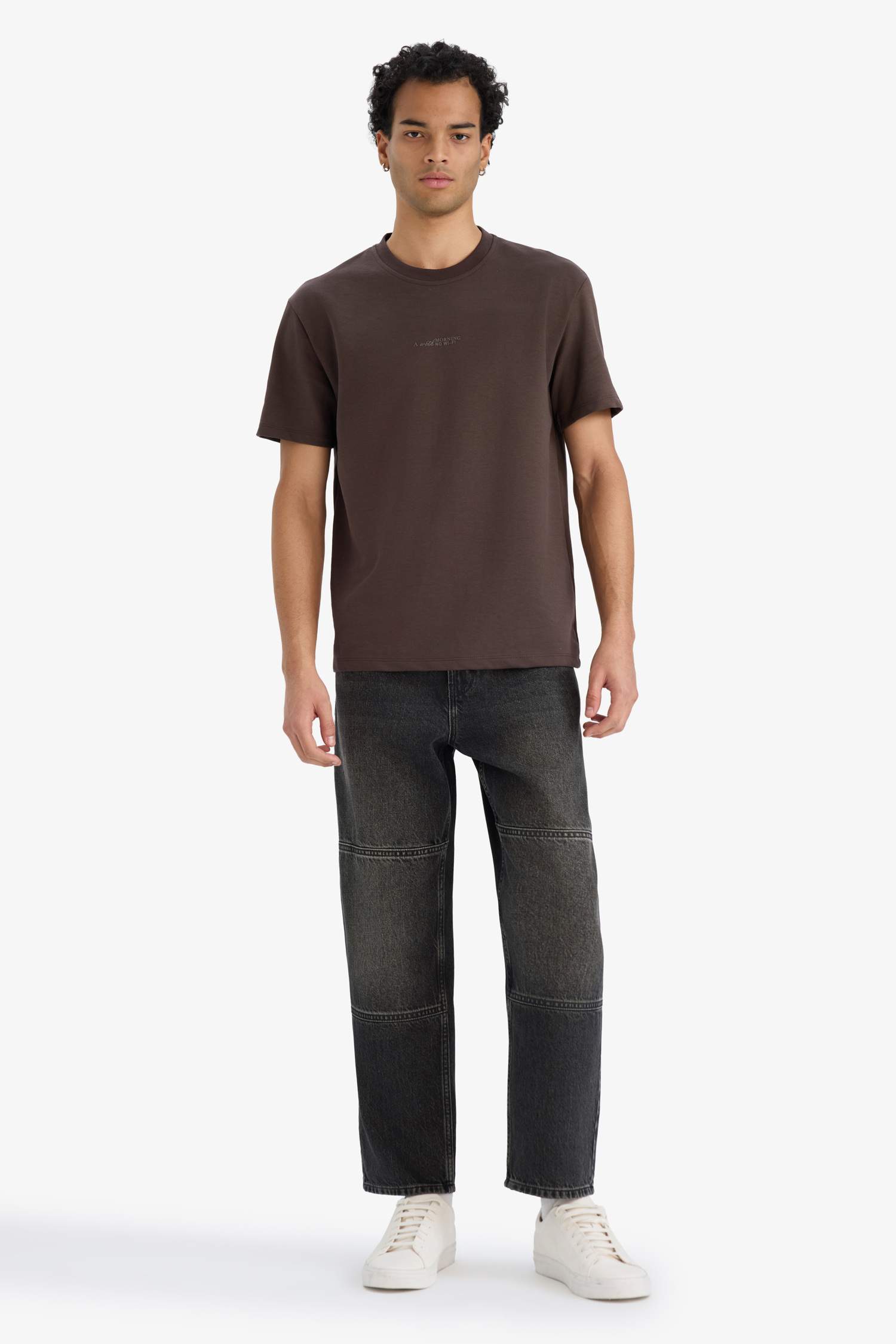 Boxy Fit Crew Neck Printed Short Sleeve T-Shirt