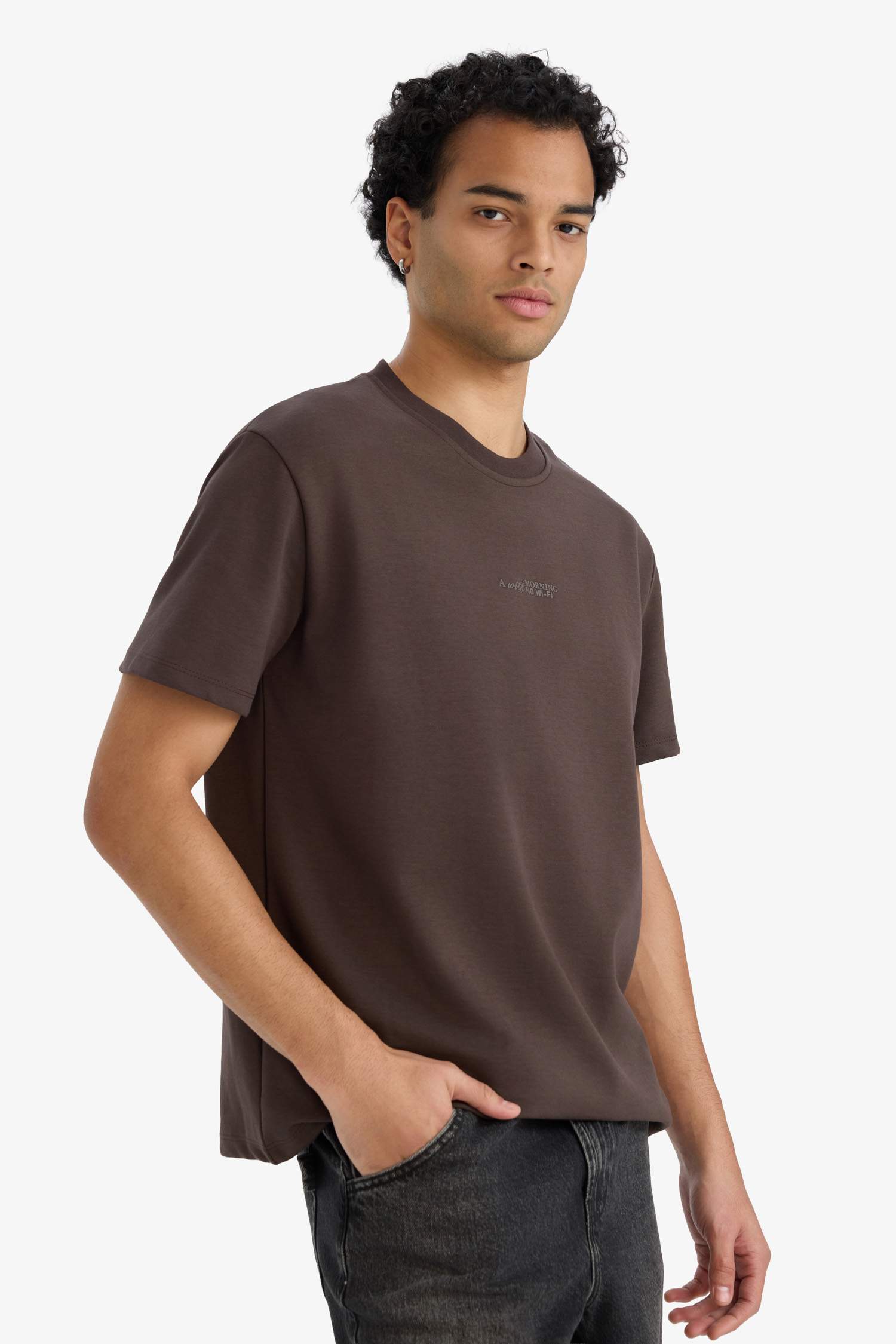 Boxy Fit Crew Neck Printed Short Sleeve T-Shirt