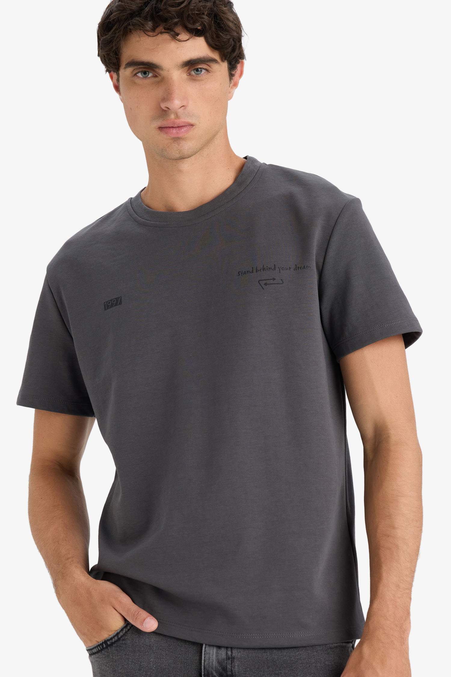 Boxy Fit Crew Neck Printed Short Sleeve T-Shirt