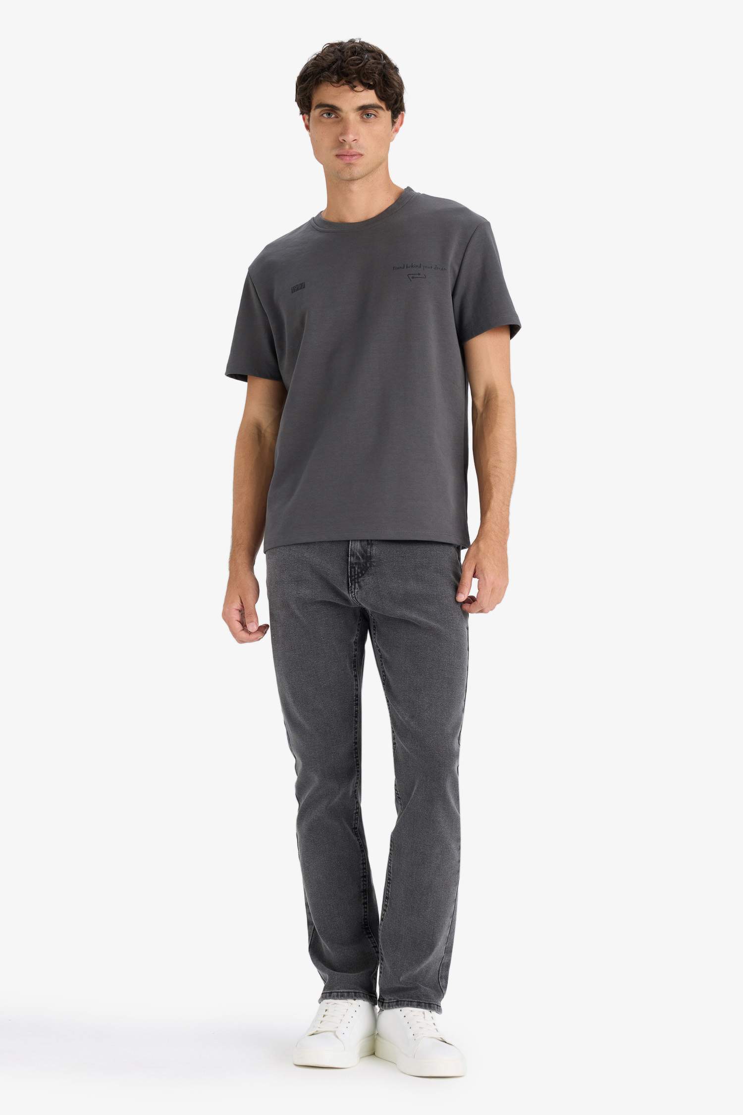 Boxy Fit Crew Neck Printed Short Sleeve T-Shirt