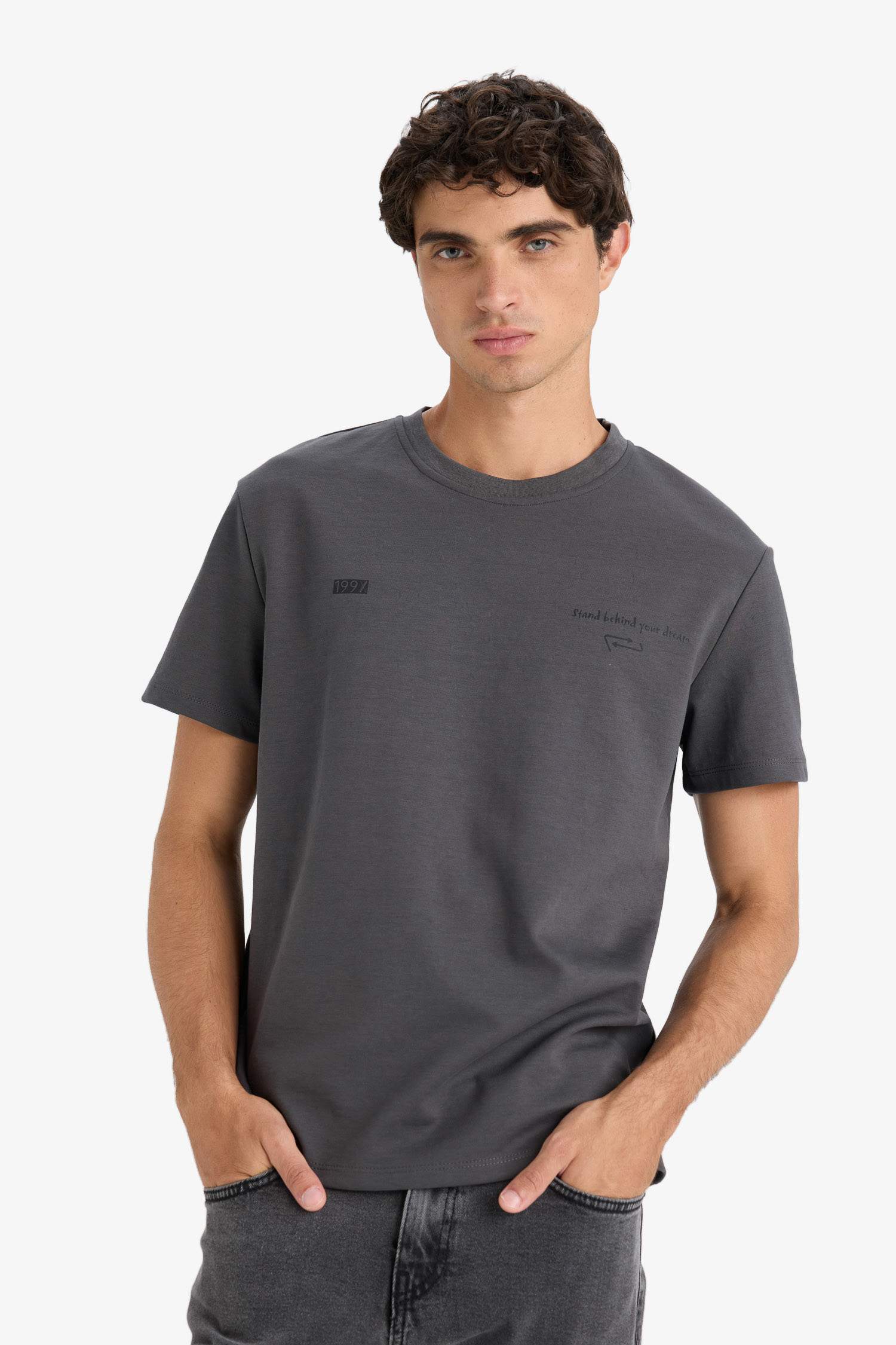 Boxy Fit Crew Neck Printed Short Sleeve T-Shirt