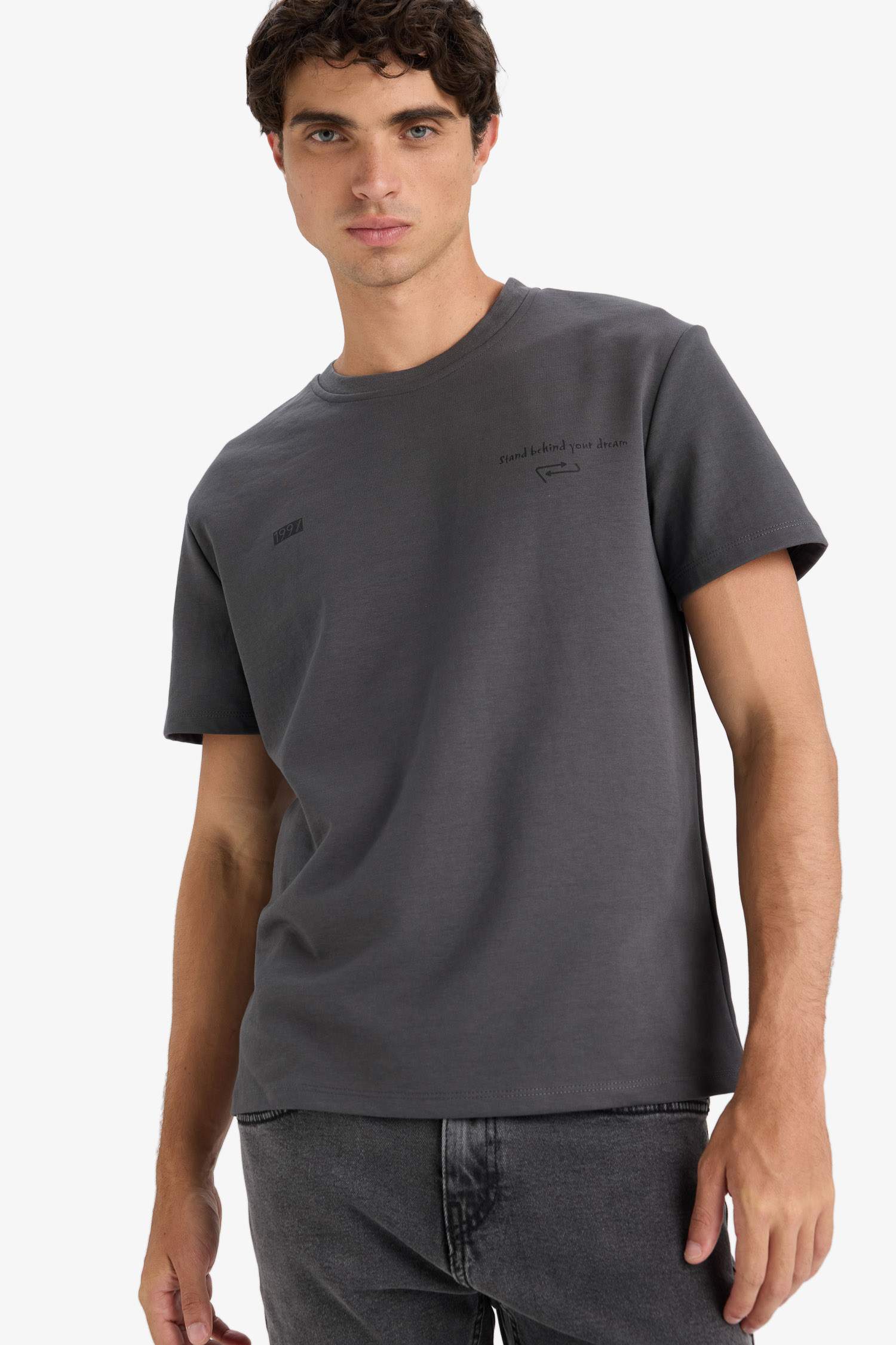 Boxy Fit Crew Neck Printed Short Sleeve T-Shirt
