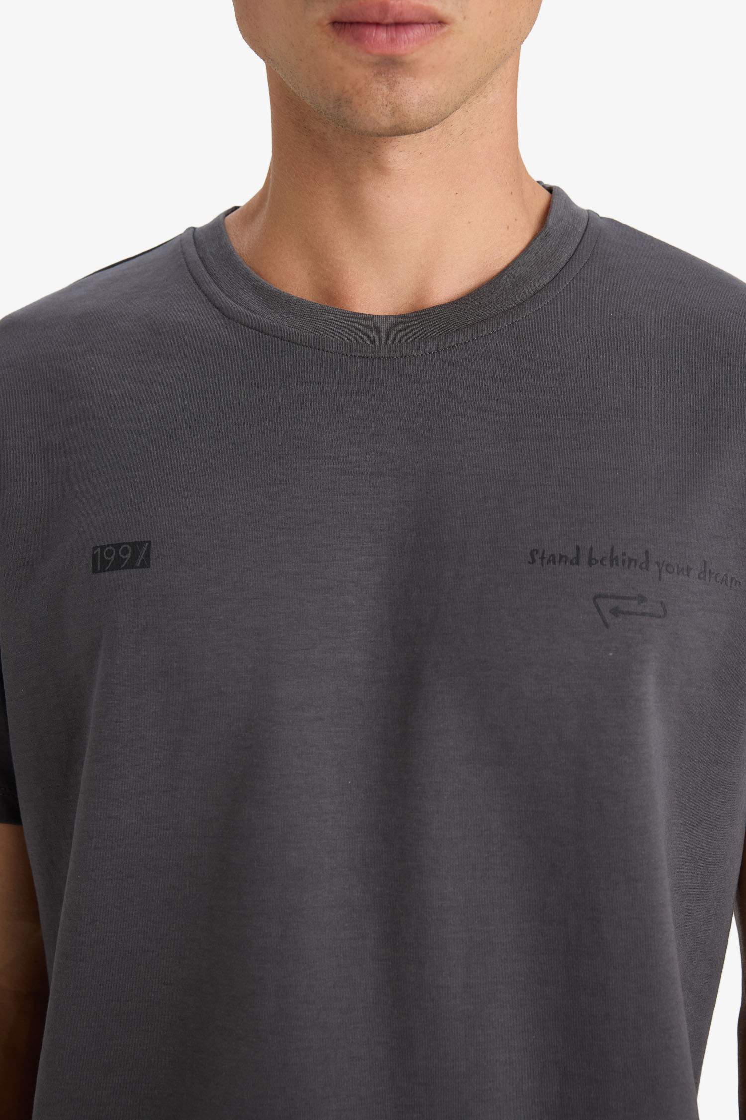 Boxy Fit Crew Neck Printed Short Sleeve T-Shirt