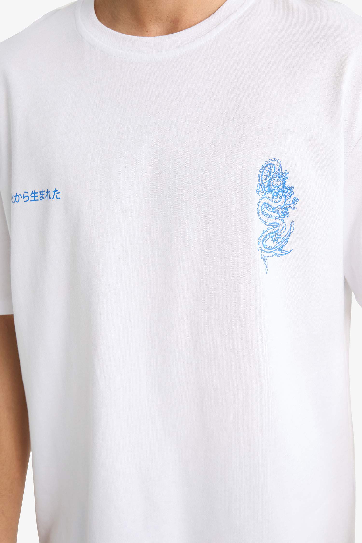 Boxy Fit Bisiklet Yaka Sırt Baskılı Kısa Kollu Tişört