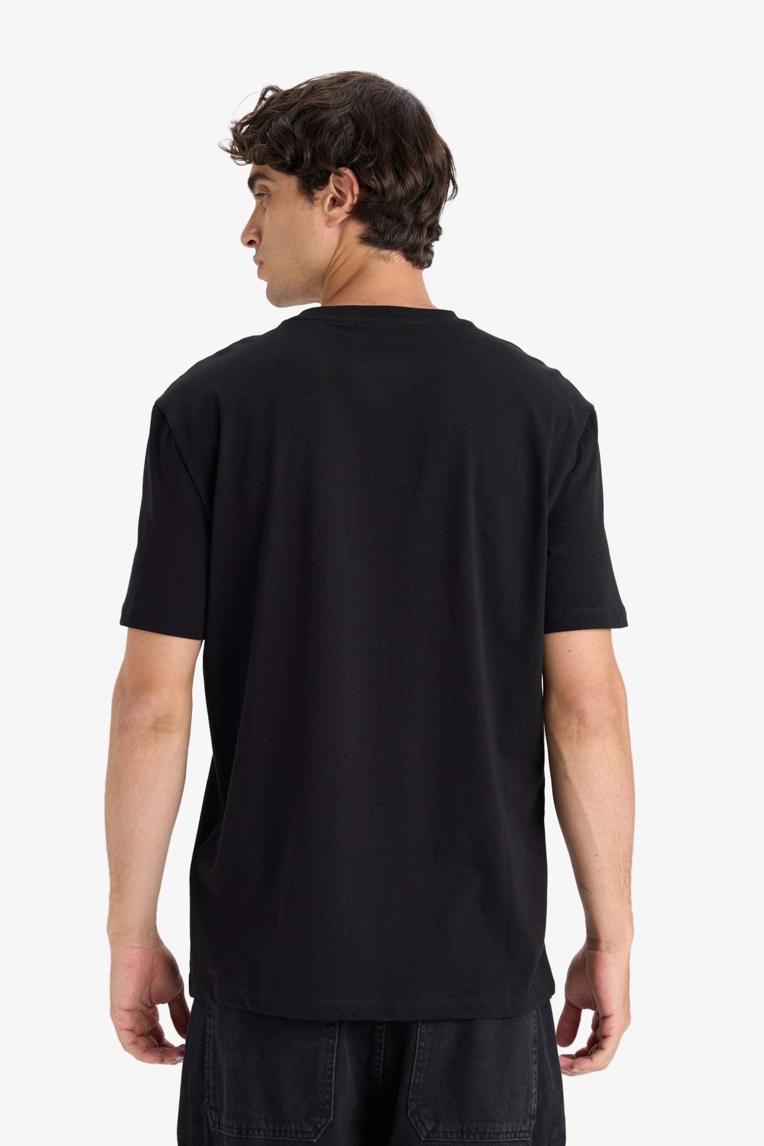 تيشيرت نص ردن مطبوع قصة عادية بياخة مستديرة