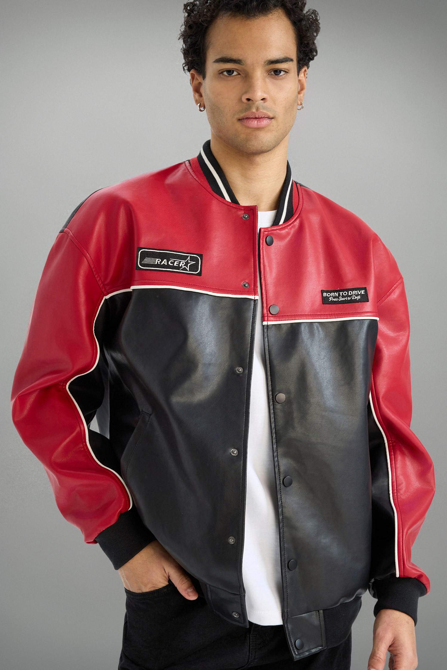 Oversize Fit Faux Leather Jacket