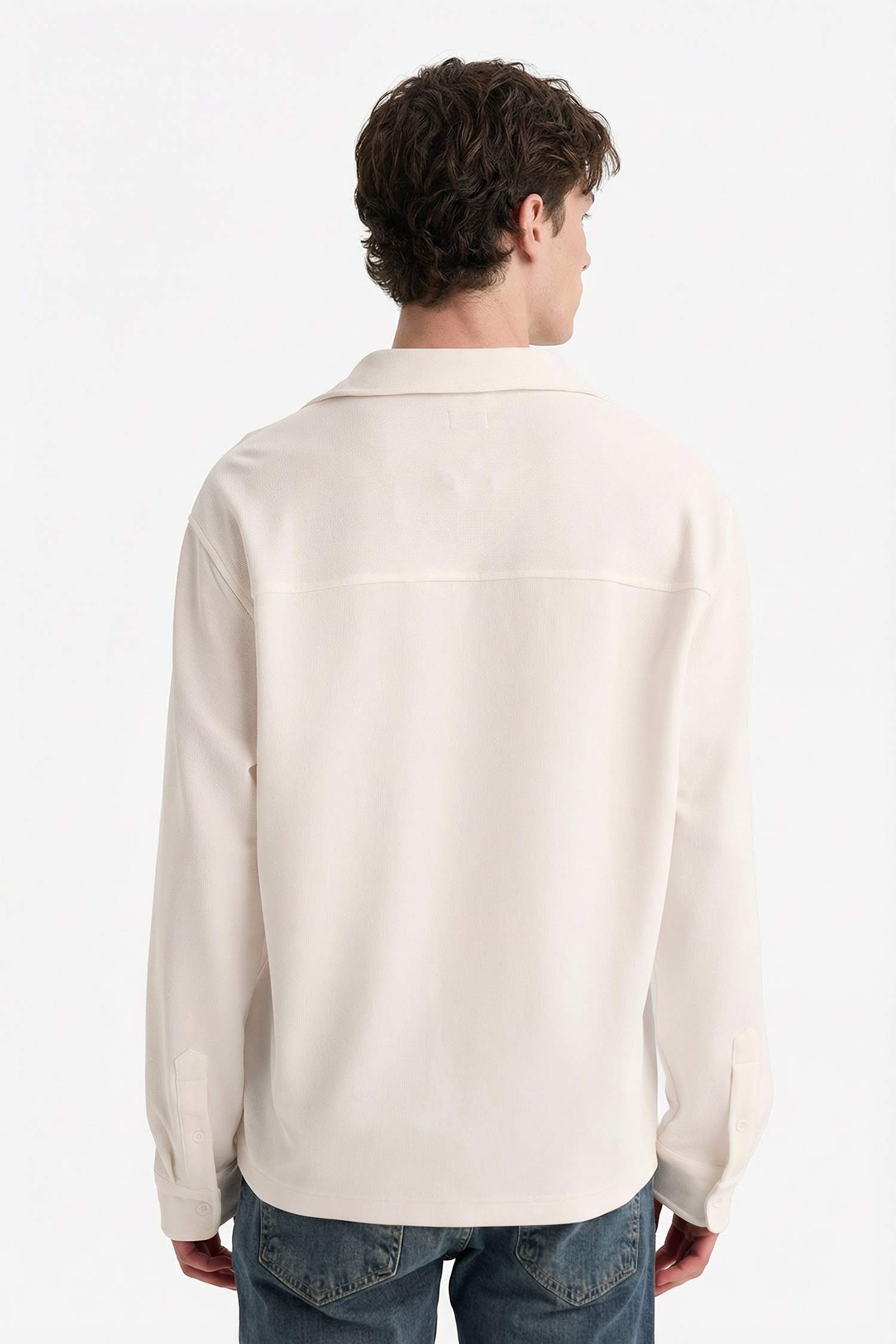 Boxy Fit поло жағалы ұзын жеңді трикотаж жейде