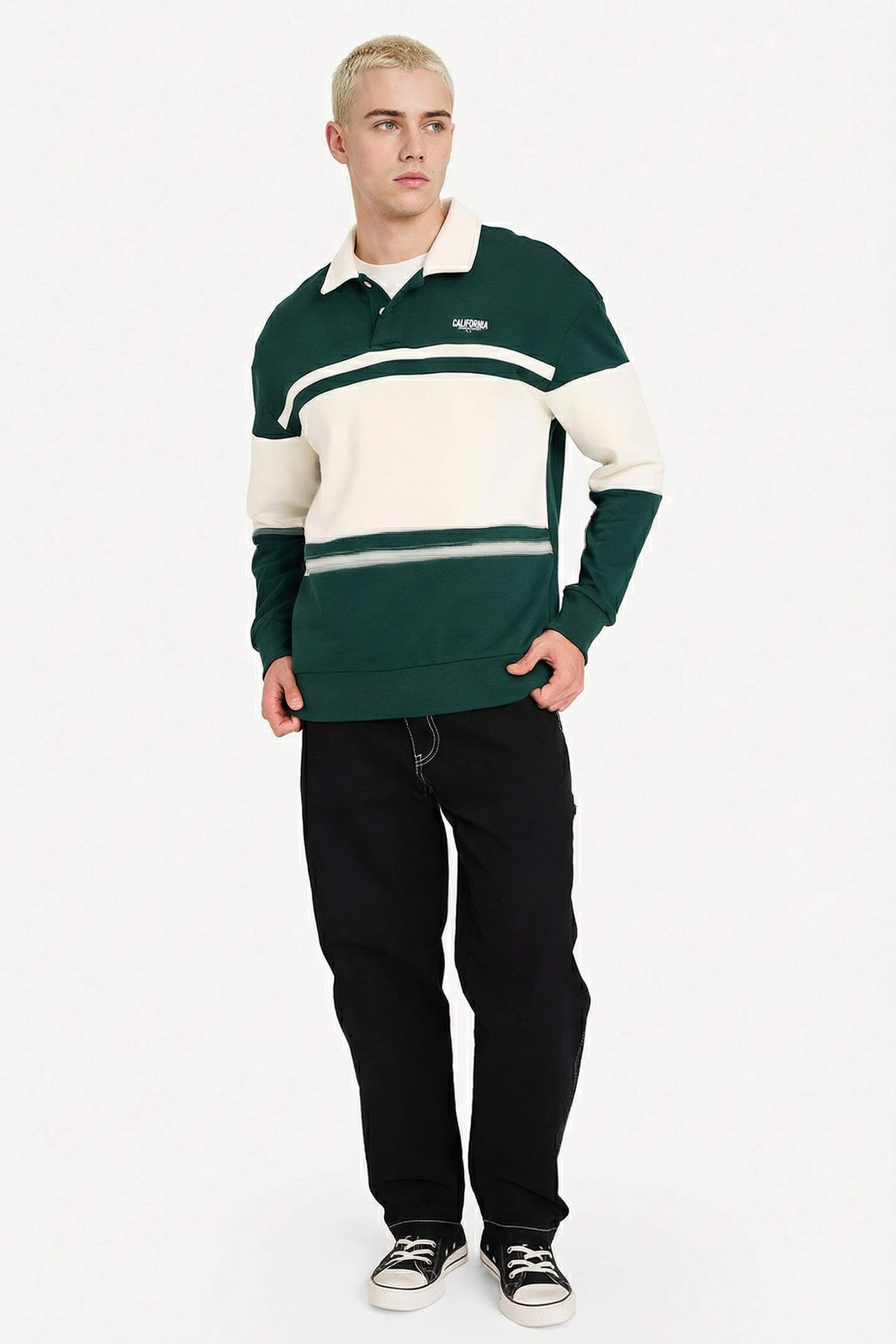 Boxy Fit Polo Yaka Sweatshirt