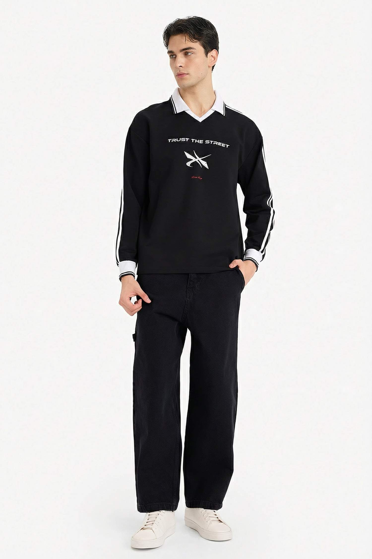 Nefes Alabilen Boxy Fit Baskılı Sweatshirt