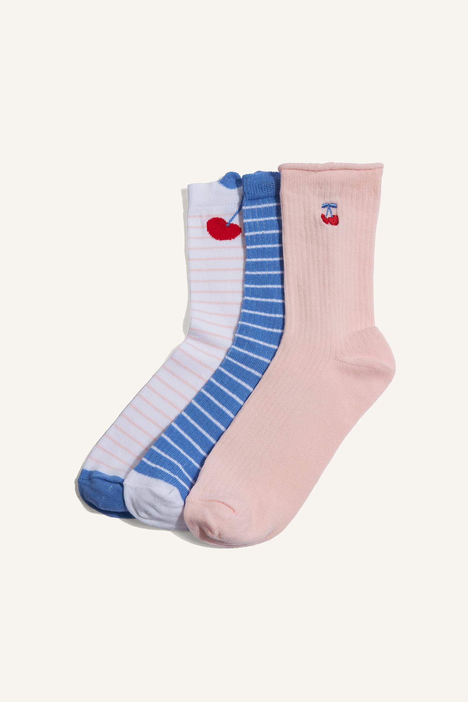 جوارب بنات قطن طويلة - 3 قطع