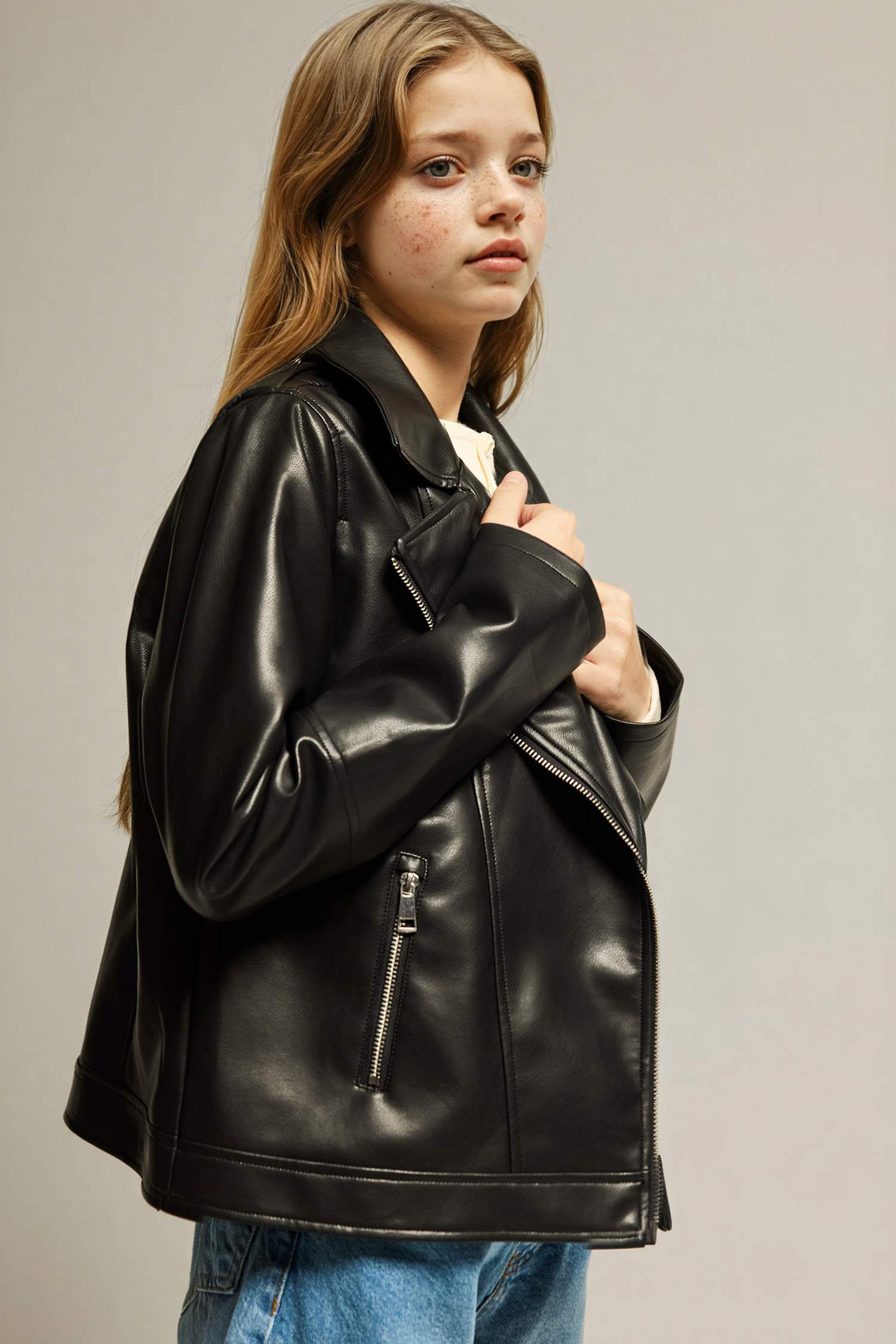 Қыздарға арналған жасанды тері куртка