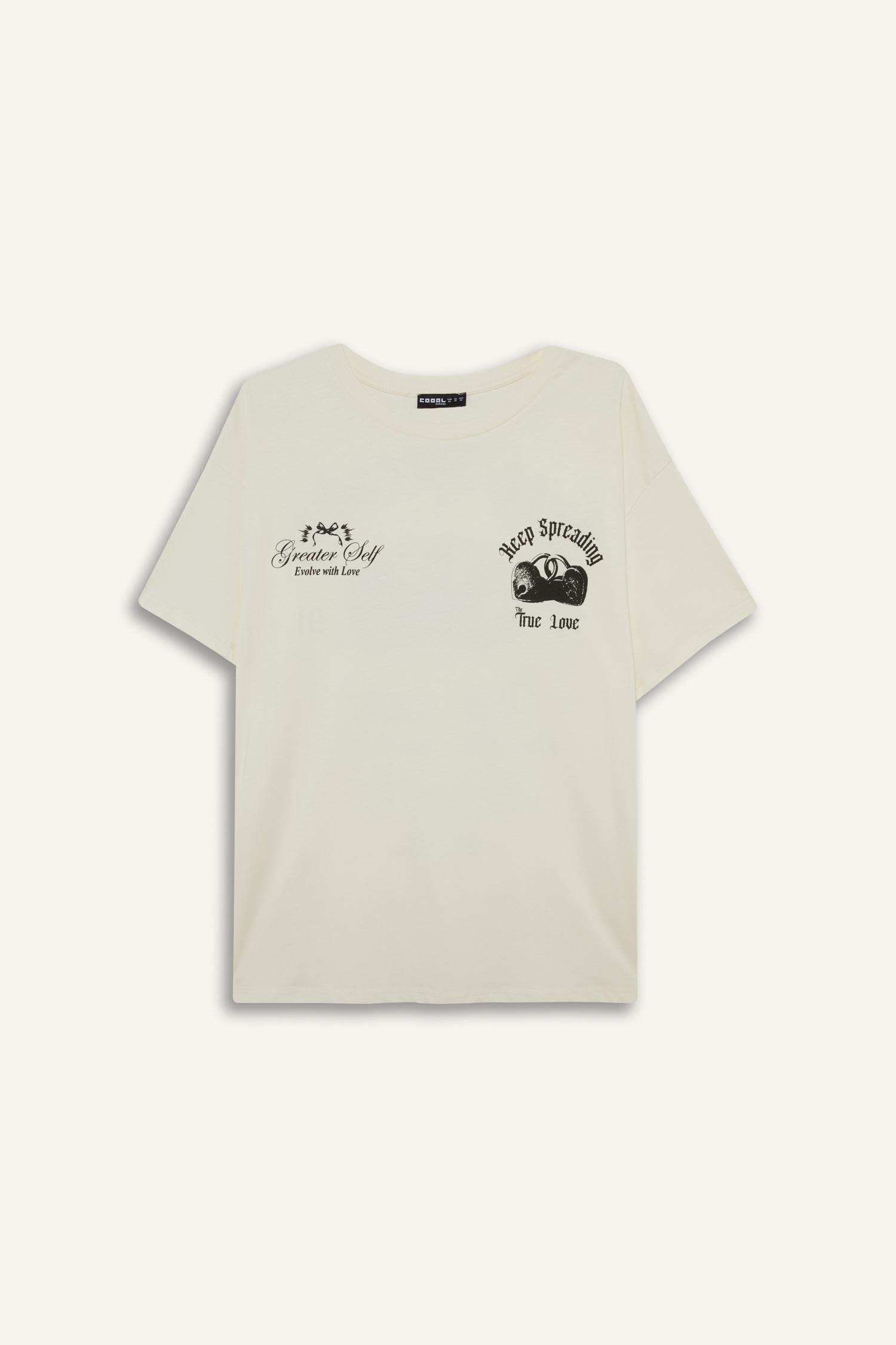 Oversize Fit Printed Crew Neck Short Sleeve T-Shirt