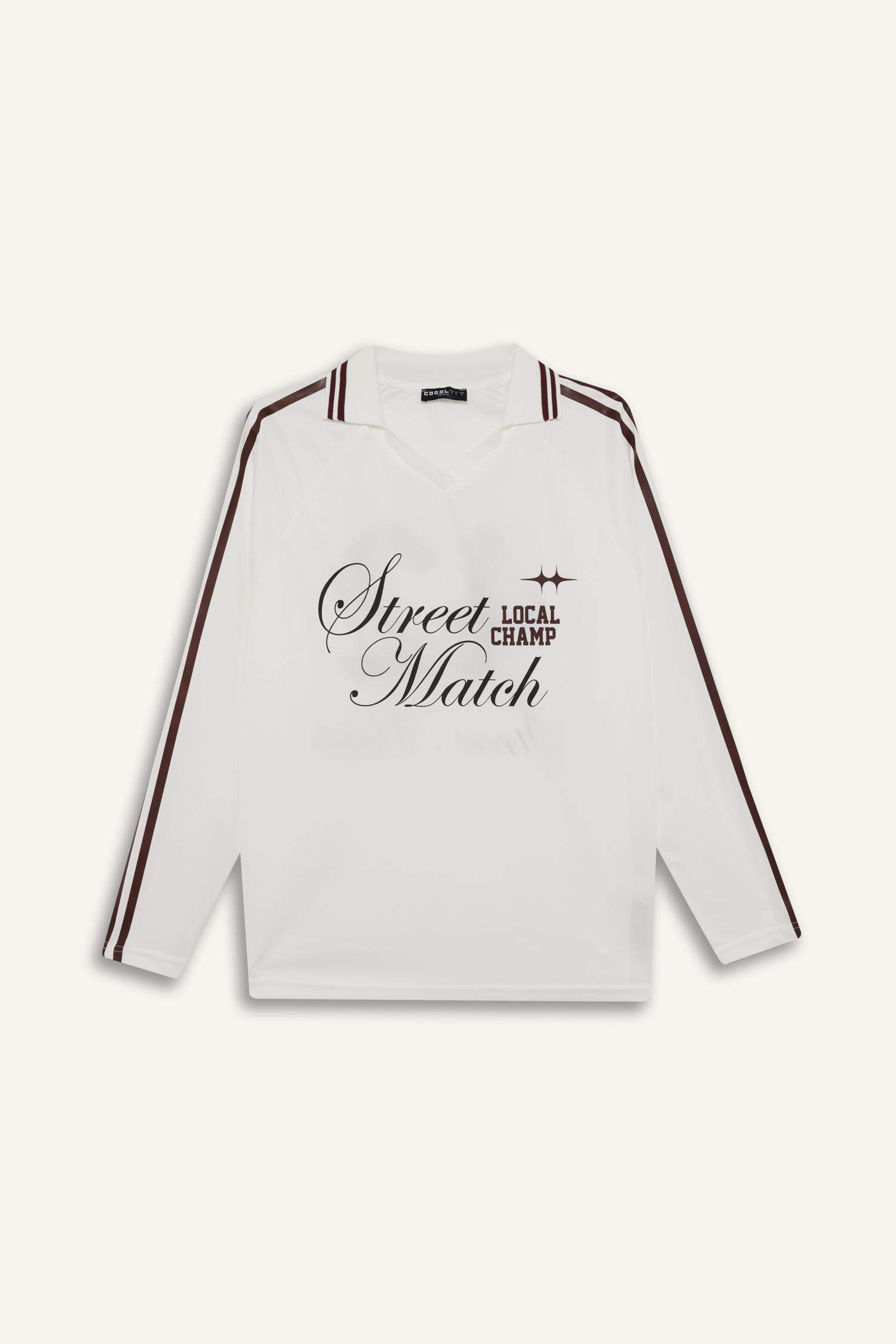 Oversized Fit Polo Neck Long Sleeve T-Shirt