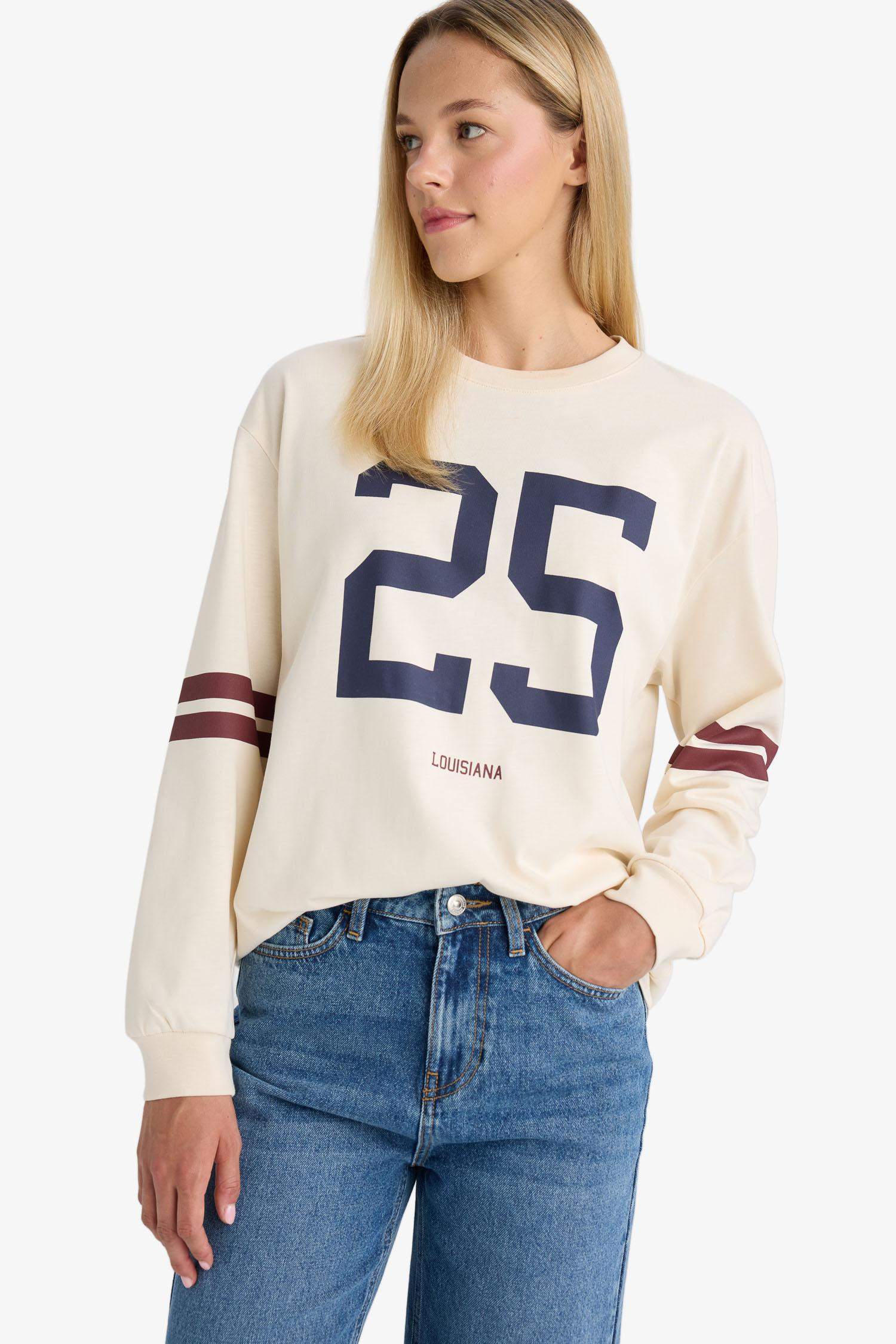 Sweatshirt imprimé à col rond Coupe ample