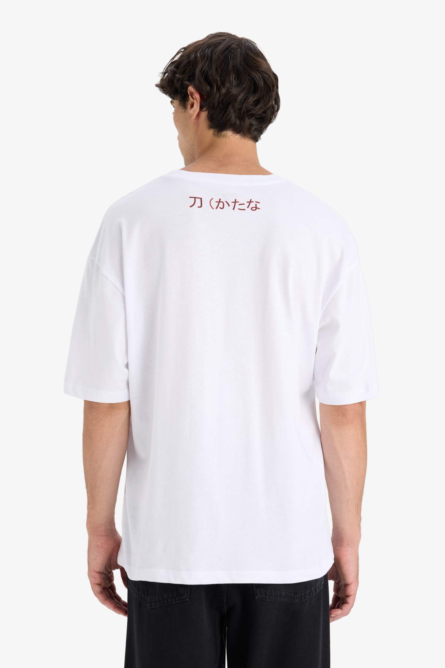 تيشيرت نص ردن اوفر سايز مطبوع بياخة مستديرة