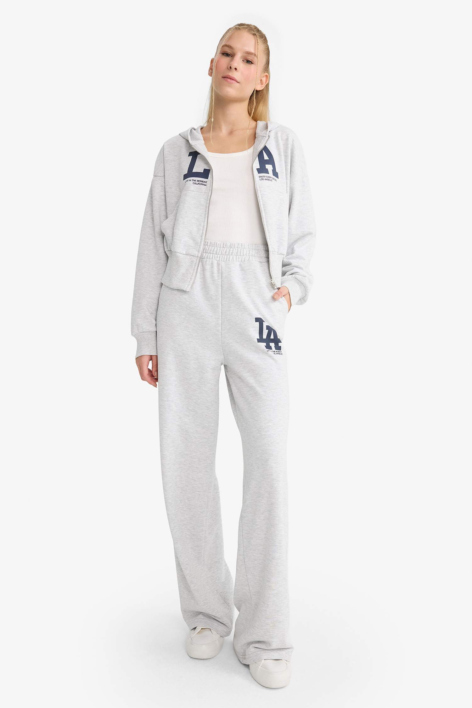 Coool Wide Leg Geniş Paça Beli Lastikli Baskılı Eşofman Altı