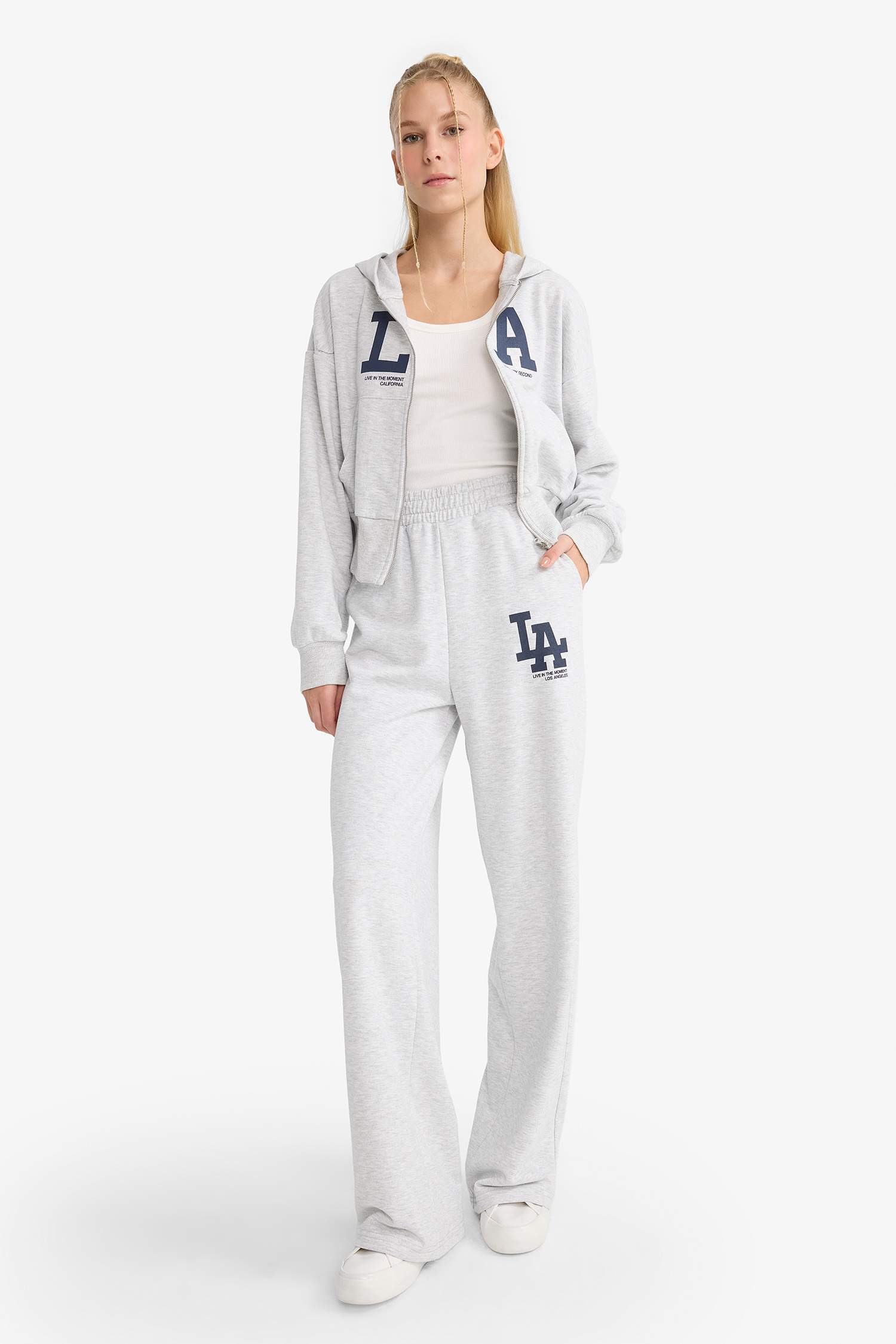 Coool Wide Leg Geniş Paça Beli Lastikli Baskılı Eşofman Altı