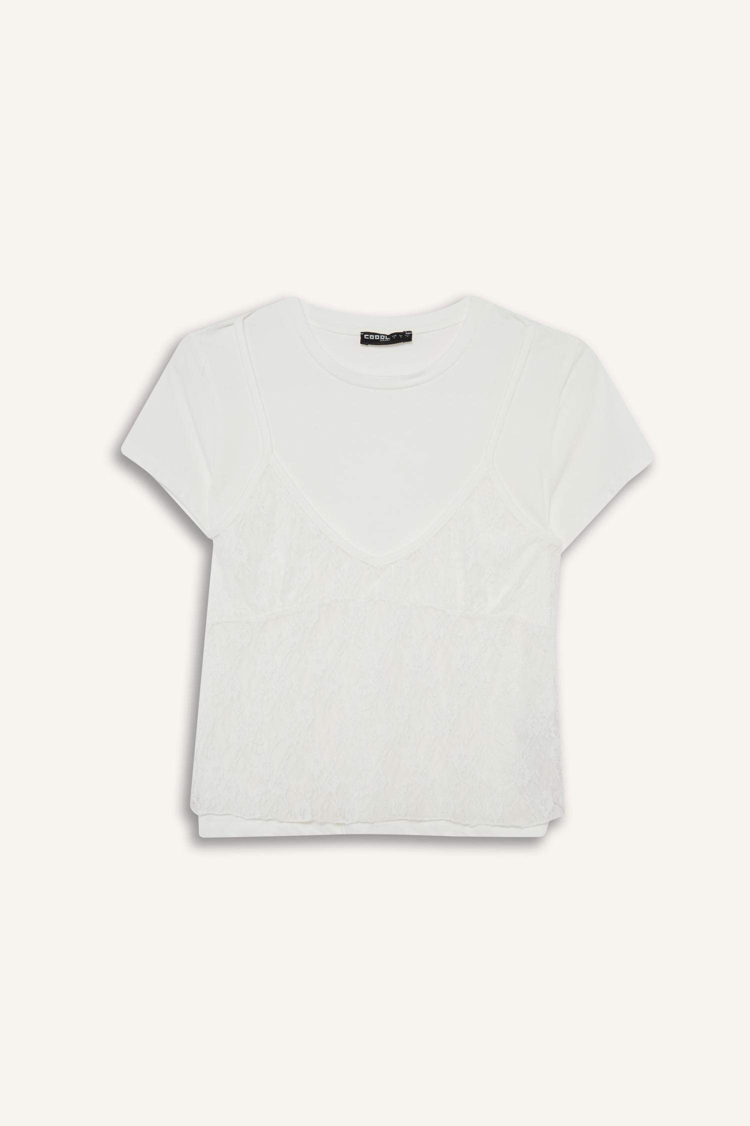 Lace Detail Short Sleeve T-Shirt